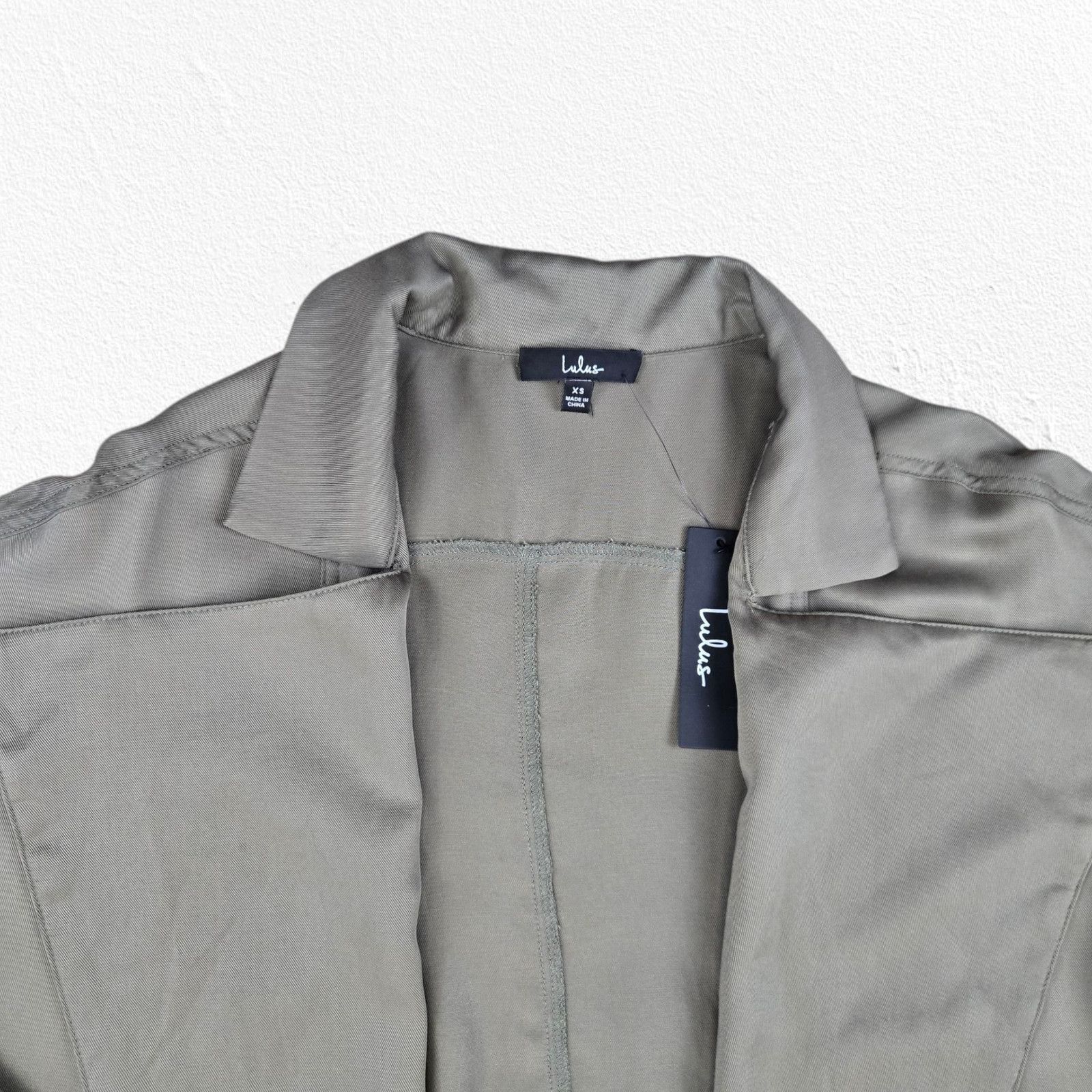 Other Olive Green Tencel Draped Open Front Utility Jacket Size XS Size XS / US 0-2 / IT 36-38 - 3 Thumbnail
