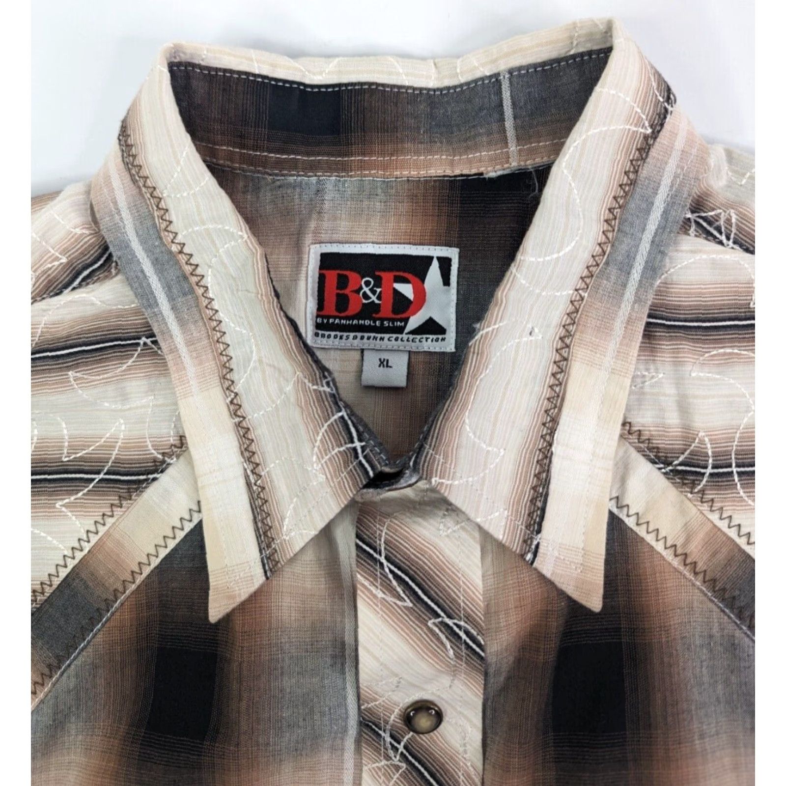 Vintage B&D by Panhandle Slim Brooks & Dunn Collection Western Long Sleeve Pearl snap XL Men Plaid Button-Up Shirt Size US XL / EU 56 / 4 - 7 Thumbnail