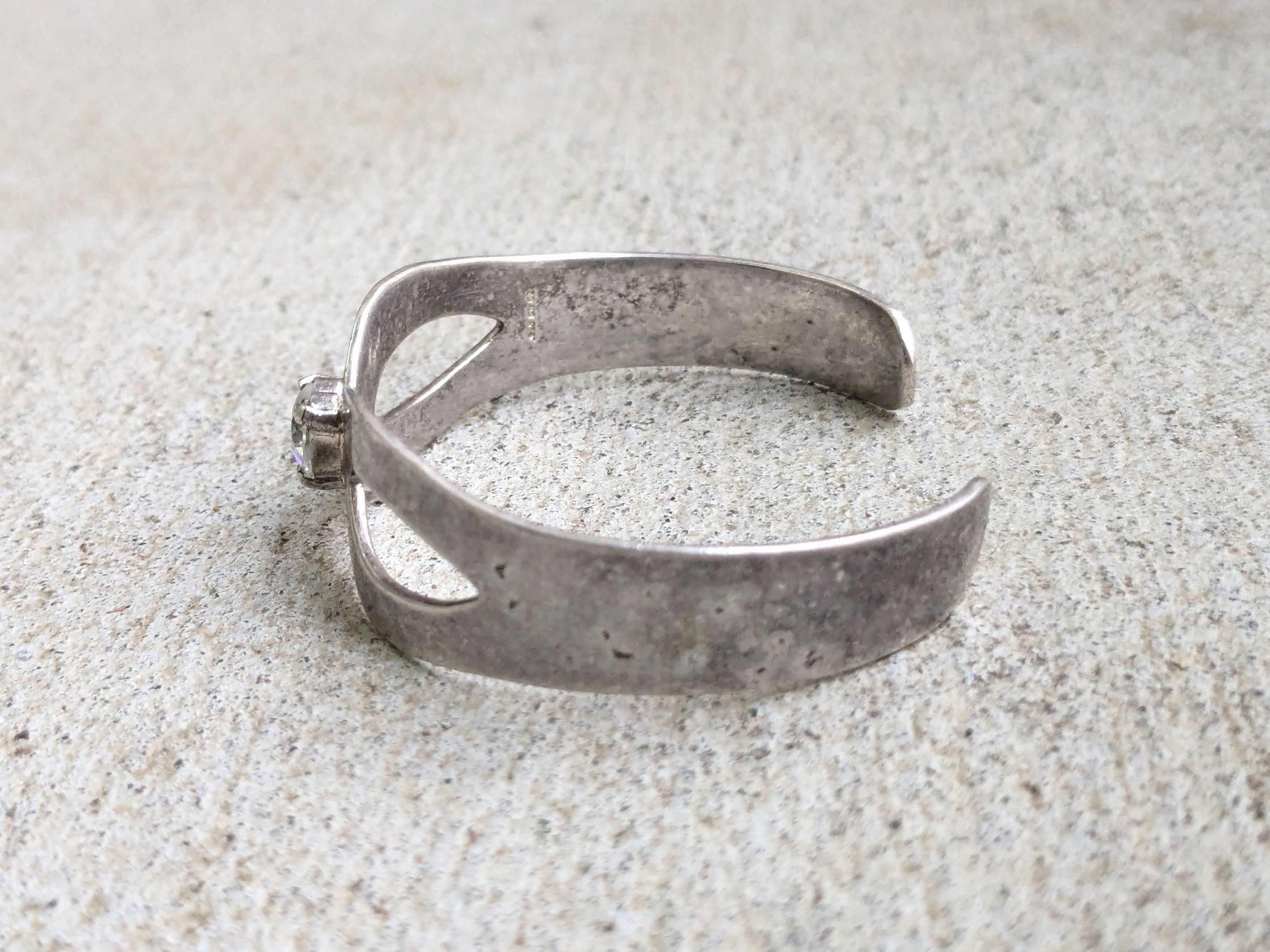 Jewelry × Vintage Vintage Sterling Silver Bracelet Cuff 5.5" Heart CZ Y2K Size ONE SIZE - 6 Thumbnail