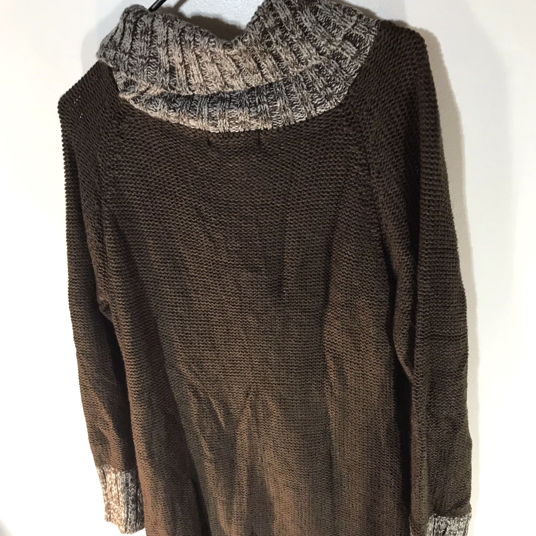 Vintage Say What Brown White Cable Knit Sweater Dress Womens Plus Size 2X Midi Collared Fall Winter Size XXL / US 16-18 / IT 52-54 - 3 Thumbnail