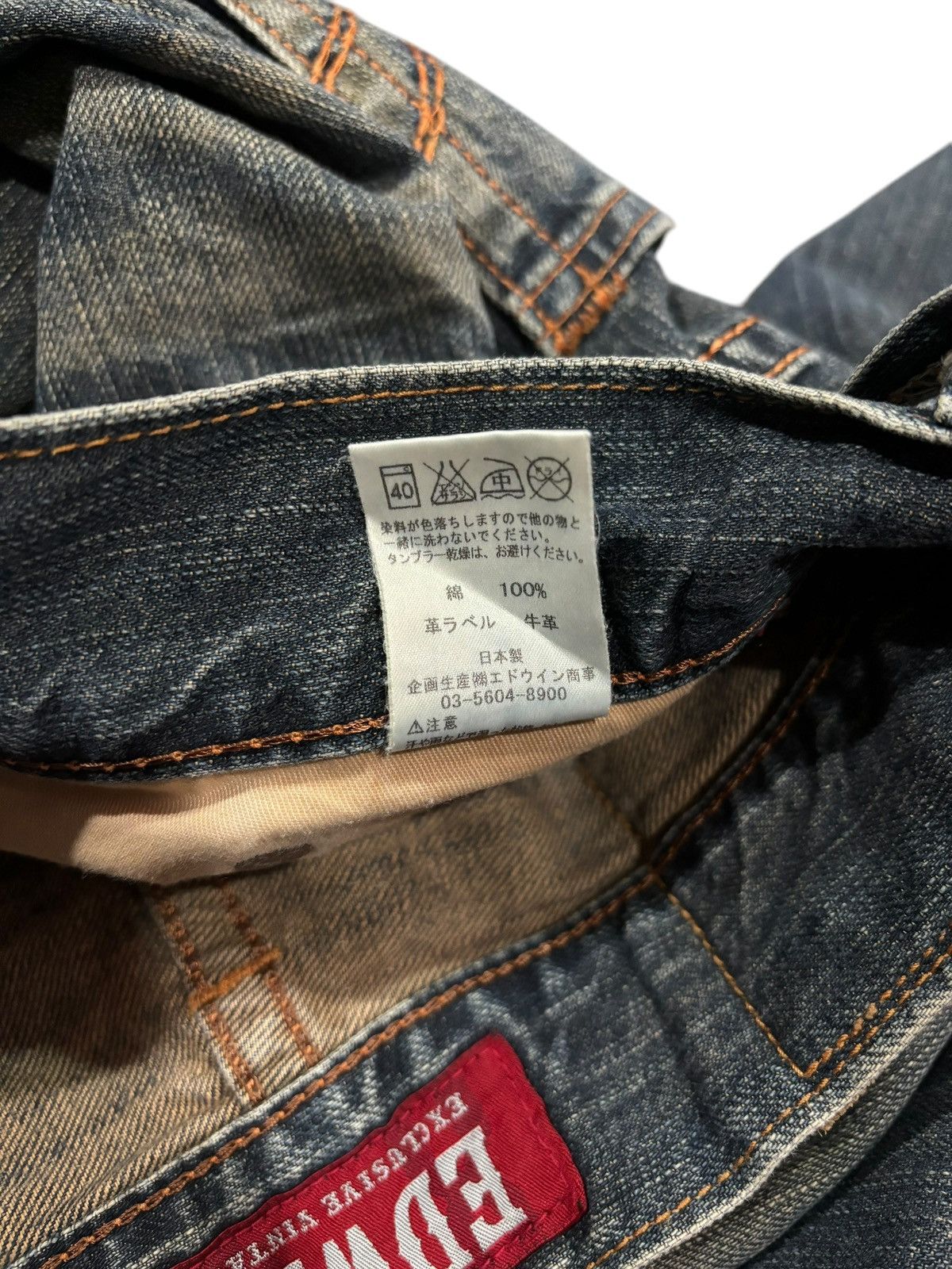 Edwin × If Six Was Nine × Japanese Brand Vintage Y2k Edwin XV Faded Stitch Straight Cut Jeans Size US 33 - 8 Thumbnail