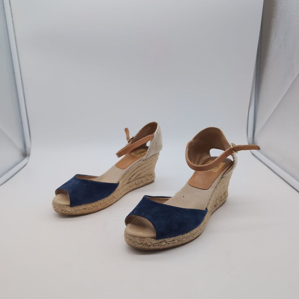 Designer Kanna Spain Espadrilles Sz 7.5 Elegant Blue Wedge Sandals Size US 7.5 / IT 37.5 - 8 Thumbnail