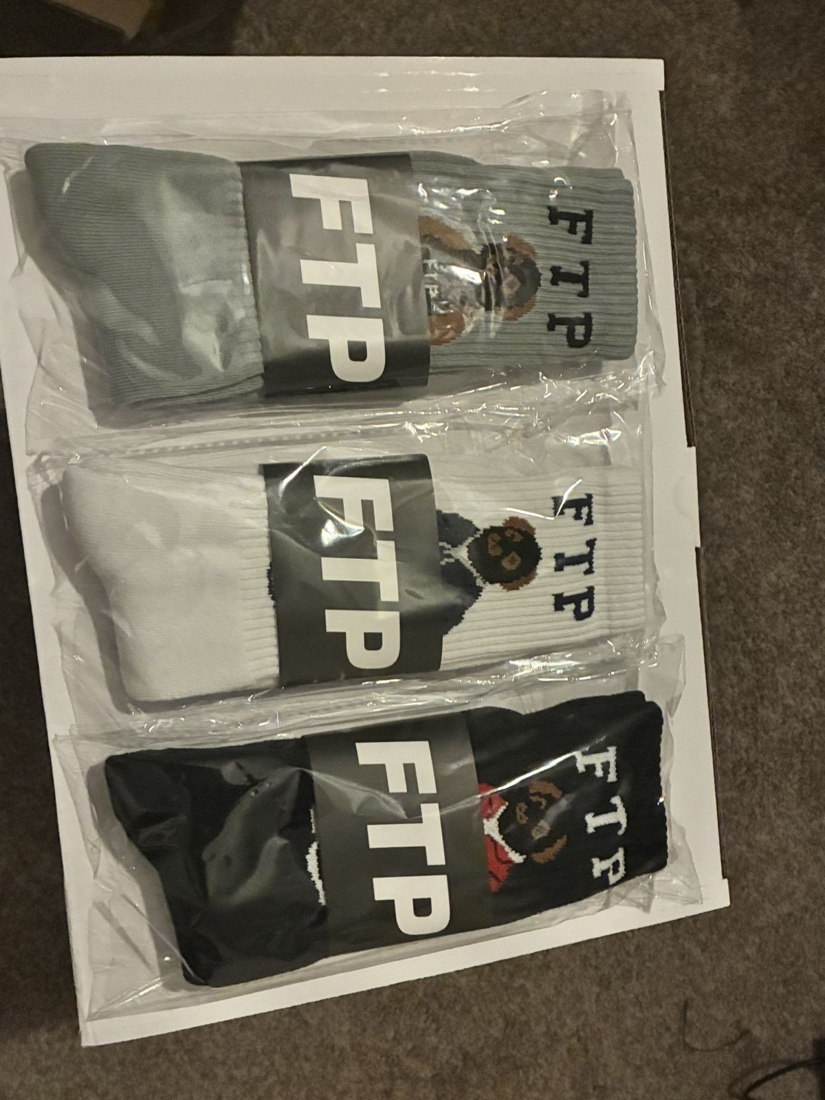 Fuck The Population New FTP Bear Socks - 3 pairs sold together! Size ONE SIZE - 1 Thumbnail