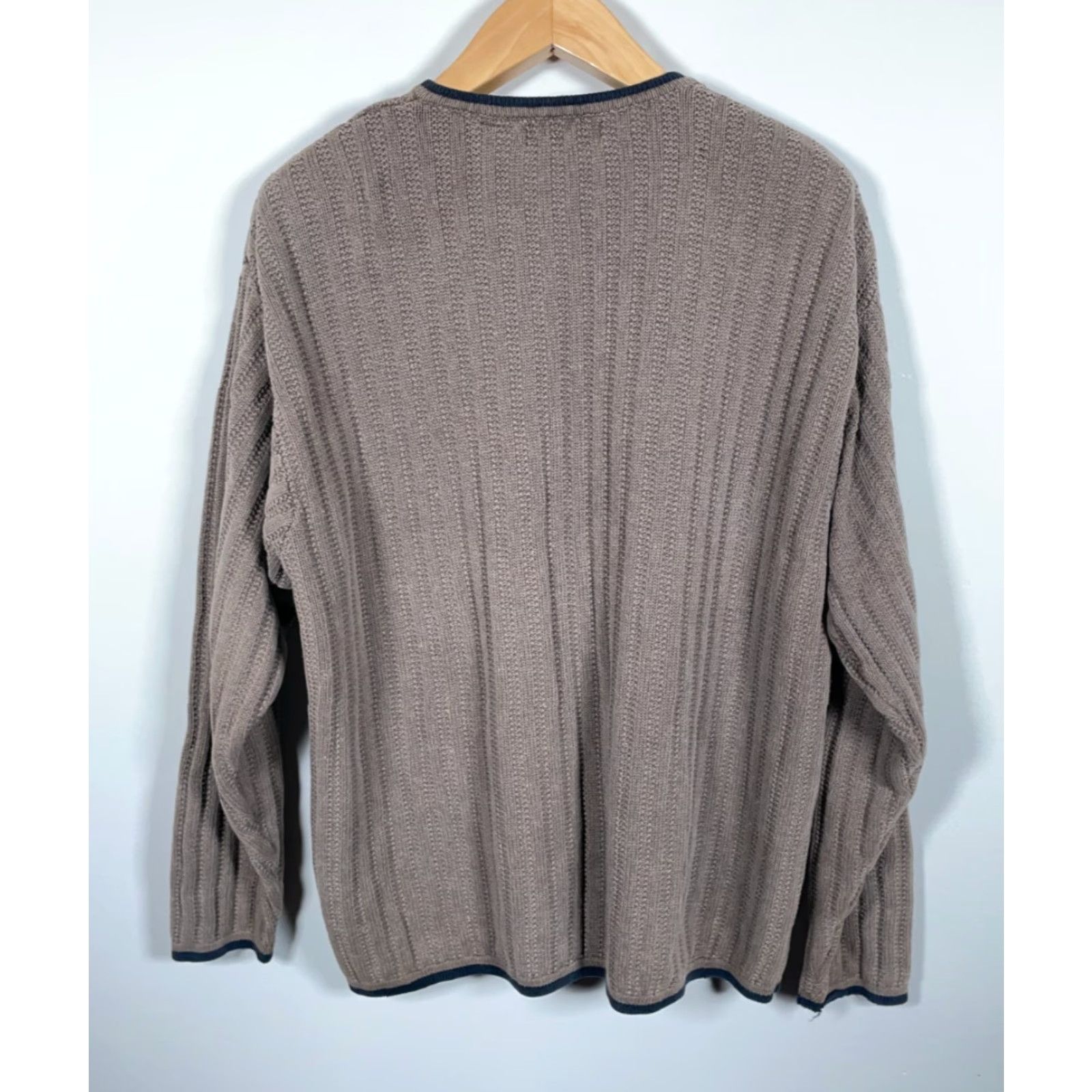 Vintage VINTAGE Structure Henley Sweater Men L Gray Brown Cotton Ramie Knit Textured Crew Neck 90s Hipster Preppy Retro Heavyweight Casual Size US L / EU 52-54 / 3 - 2 Thumbnail