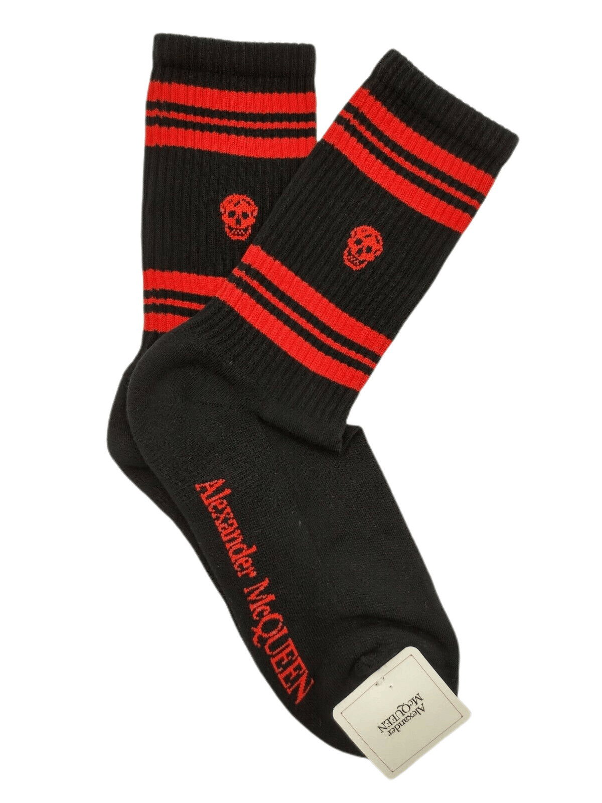 Alexander McQueen Women's Black Mid-Calf Stripe Skull Sport Socks S Size ONE SIZE - 1 Thumbnail