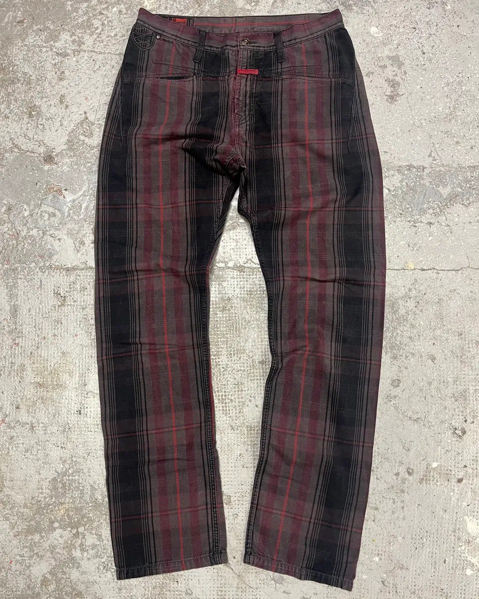 Marithe + Francois Girbaud × Vintage 2000s Marithé + François Girbaud Tartan Effect Striped Pants Size US 32 / EU 48 - 1 Thumbnail