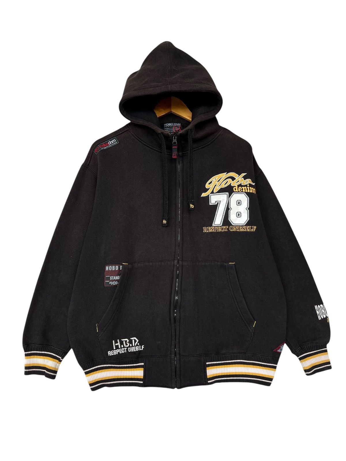 Hobo Vintage Y2K Hobo Embroidered Logo Black Baggy Zipper Hoodie Size US XL / EU 56 / 4 - 2 Thumbnail