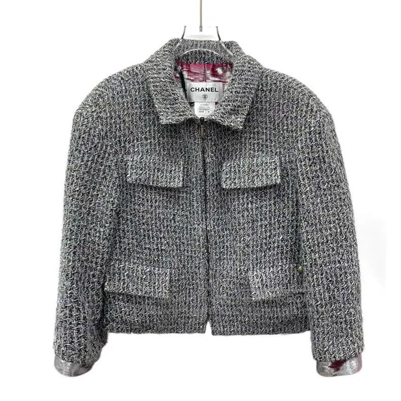 Chanel Chanel Supermarket Series Silver Illusion Silk Lapel Zippe Size XS / US 0-2 / IT 36-38 - 1 Thumbnail