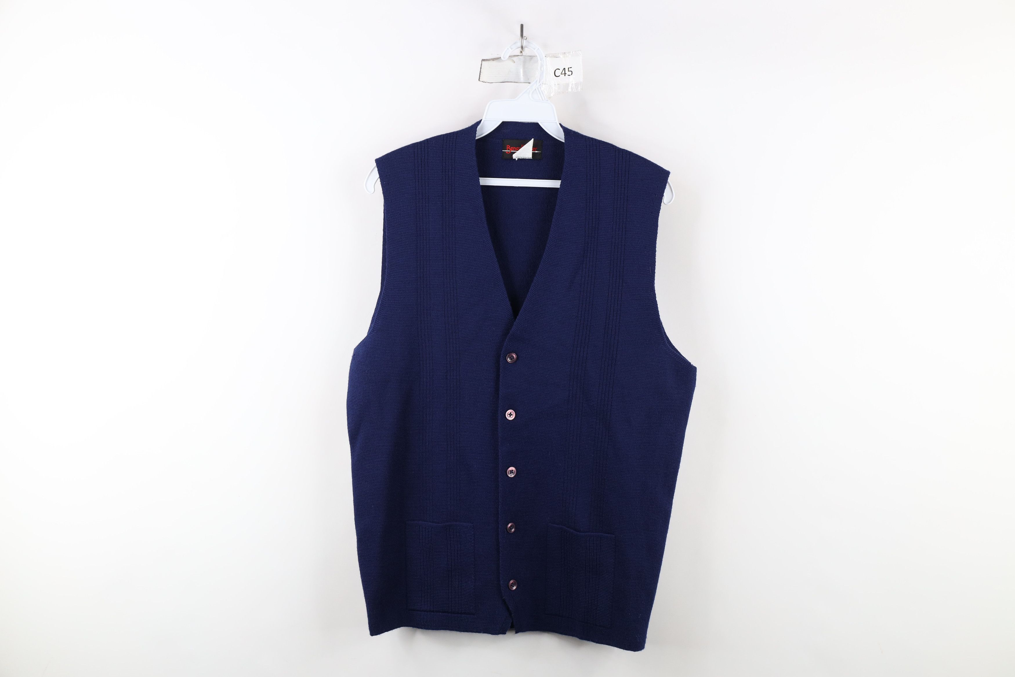 Vintage Vintage 60s Streetwear Ribbed Wool Blend Knit Sweater Vest Size US L / EU 52-54 / 3 - 1 Thumbnail