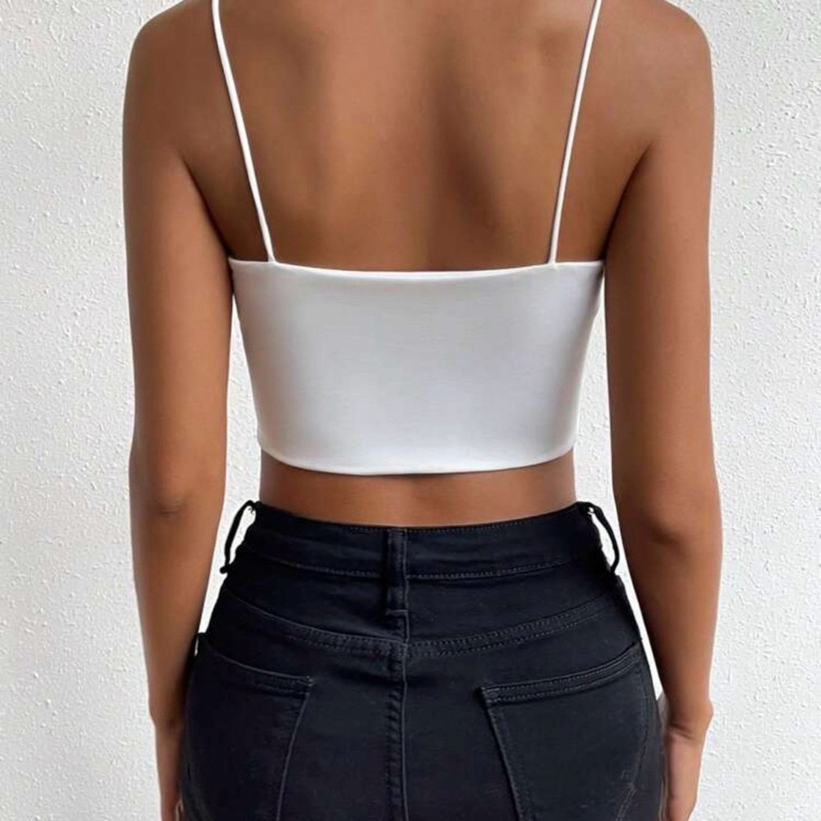 Other New Y2K Casual White Spaghetti Strap Crop Top size XS/S Size S / US 4 / IT 40 - 2 Thumbnail