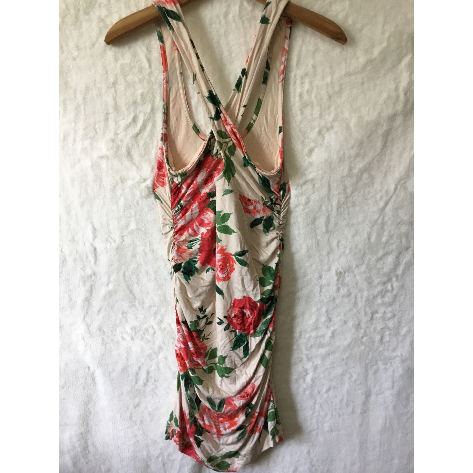 Anthropologie Anthropologie Cream Floral Eureka Racerback Dress Size XS / US 0-2 / IT 36-38 - 3 Thumbnail