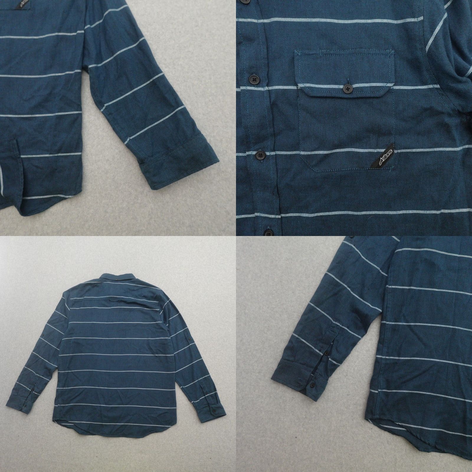 Alpinestars Mens Alpine Stars Long Sleeve Button Up Shirt SIZE XL Striped in Blue 23x31 Size US XL / EU 56 / 4 - 8 Thumbnail
