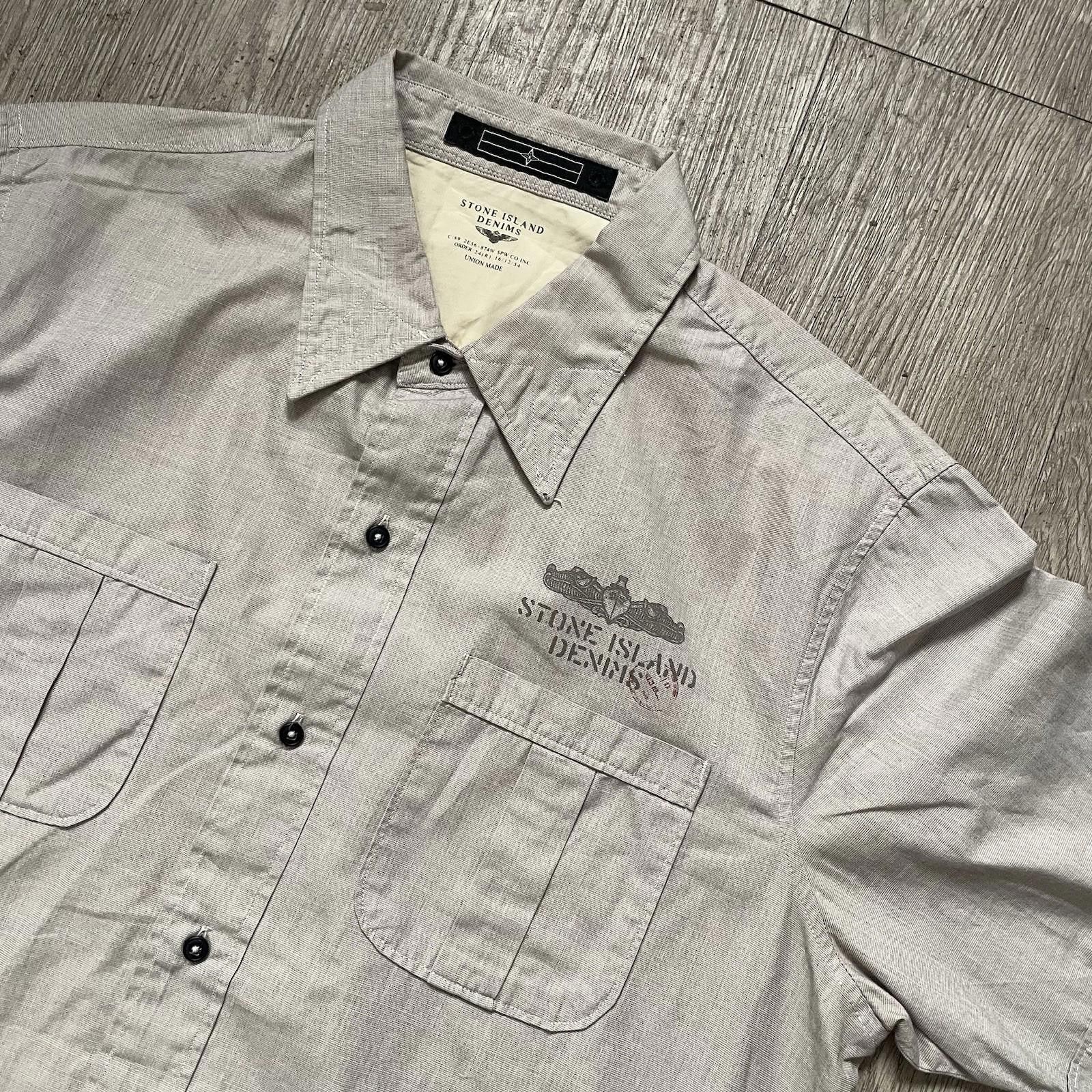 Vintage STONE ISLAND Denims Shirt Short Sleeve Button Up M