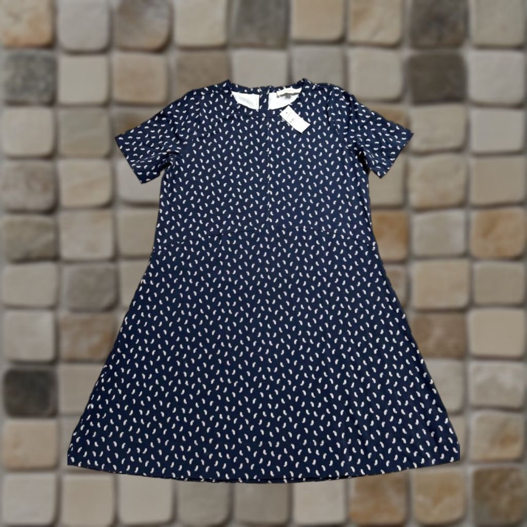 Loft LOFT Seamed Mini Dress Womens M Blue Paisley Print Cotton Stretch New 