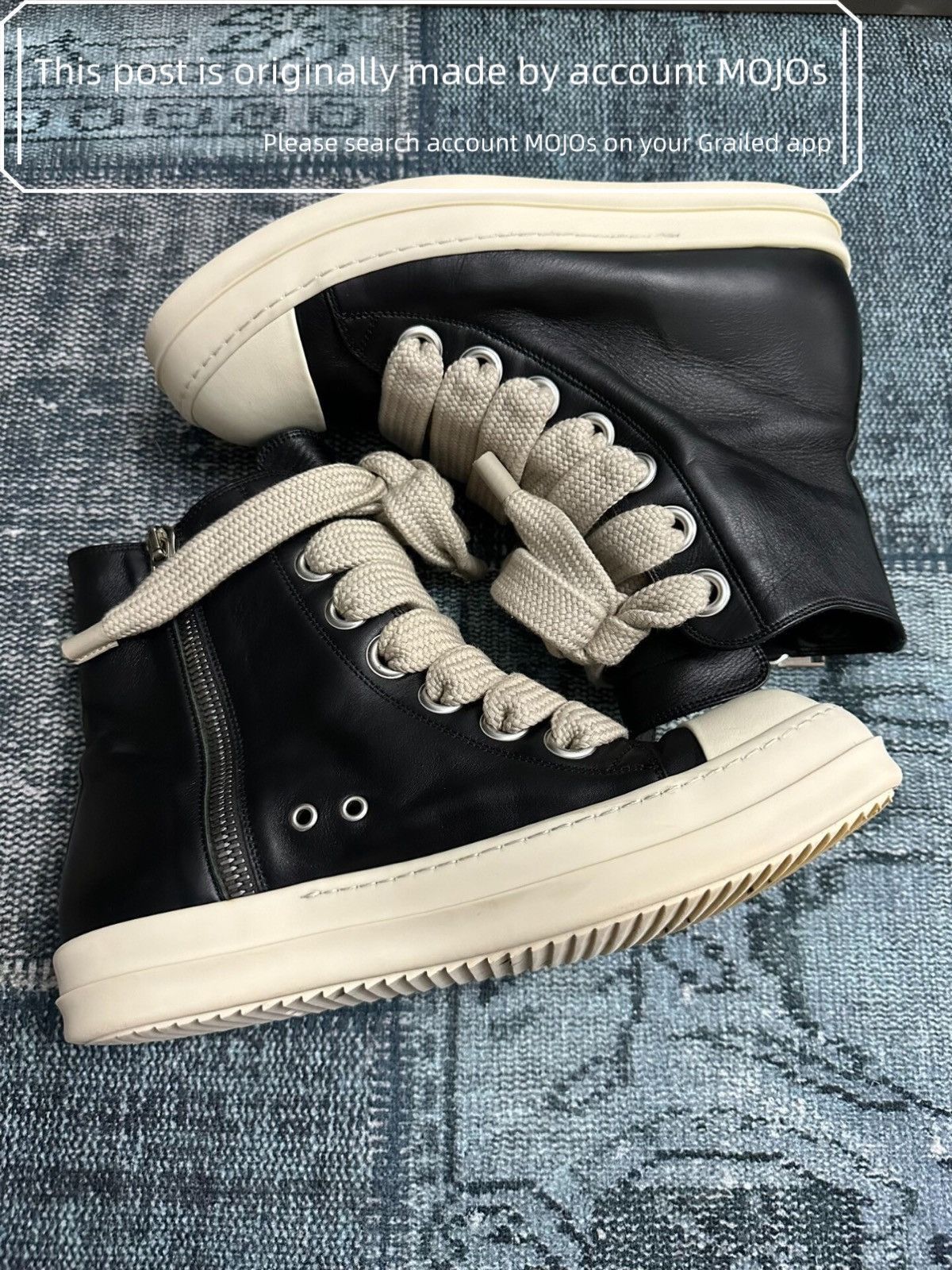 Rick Owens Sz 44 Rick Owens Oversized Lace Leather Ho-top mojos52506 Size US 11 / EU 44 - 1 Thumbnail