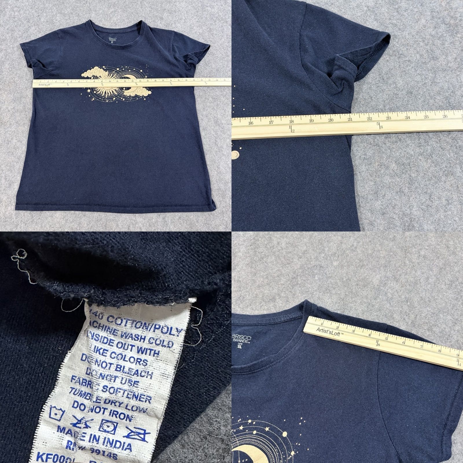 Vintage Brisco Brands Sun And Moon Graphic Print T-Shirt Womens XL Navy Blue Casual Shirt Size XL / US 12-14 / IT 48-50 - 8 Thumbnail