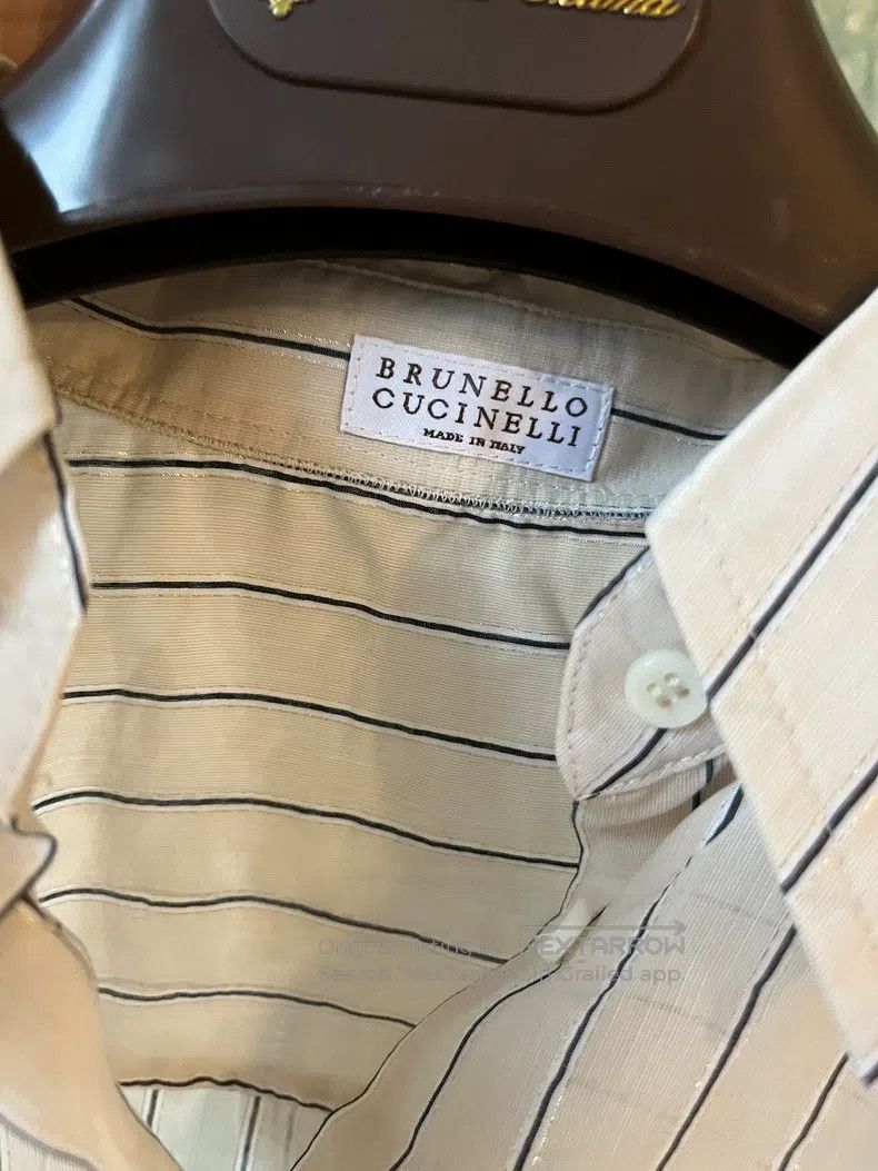 Brunello Cucinelli Brunello Cucinelli Gold and silver thread striped shirt Size S / US 4 / IT 40 - 5 Thumbnail