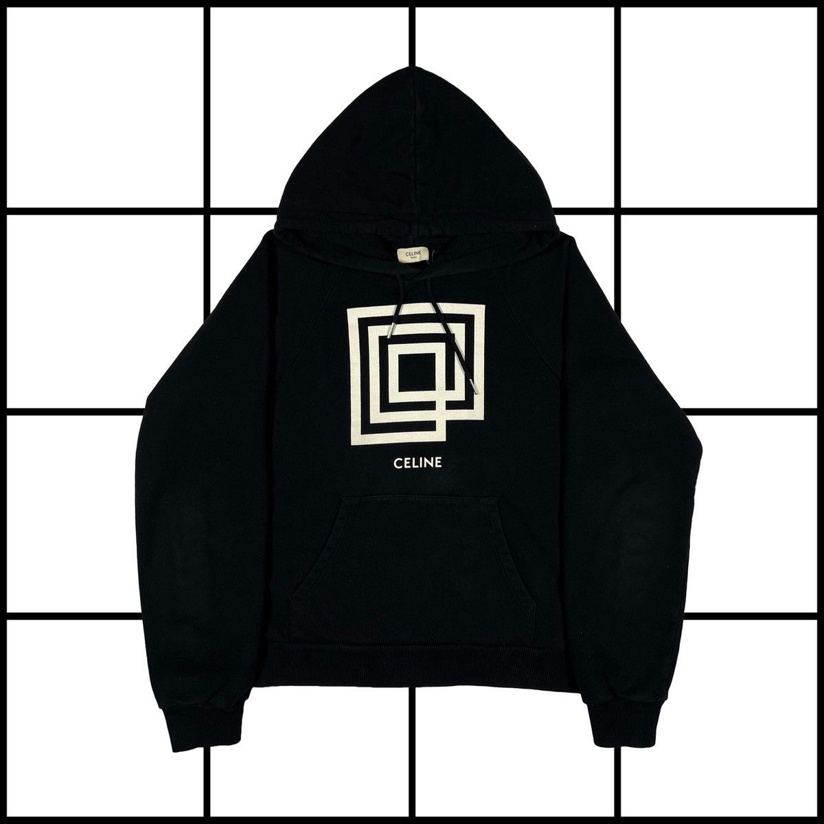 |[ FW19 Celine “Labyrinth” Black Cotton Hoodie ]|