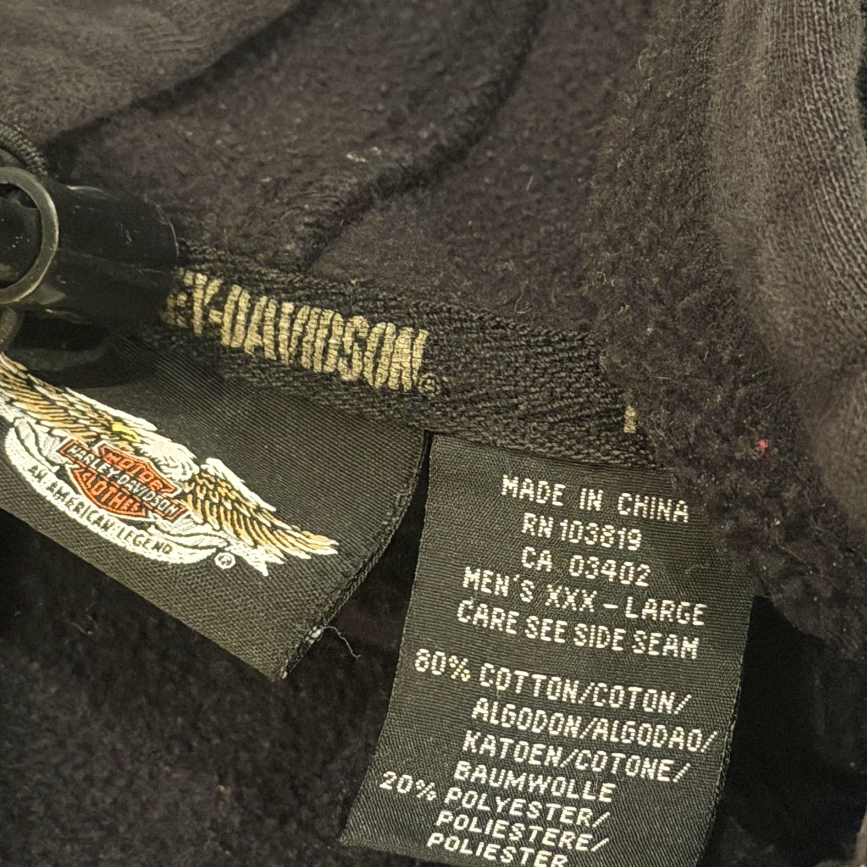 Harley Davidson Harley-Davidson Full Zip Jacket Sweatshirt Mens 3XL Distressed Black Cotton 3-in-1 Jacket Mens Size US XXL / EU 58 / 5 - 3 Thumbnail
