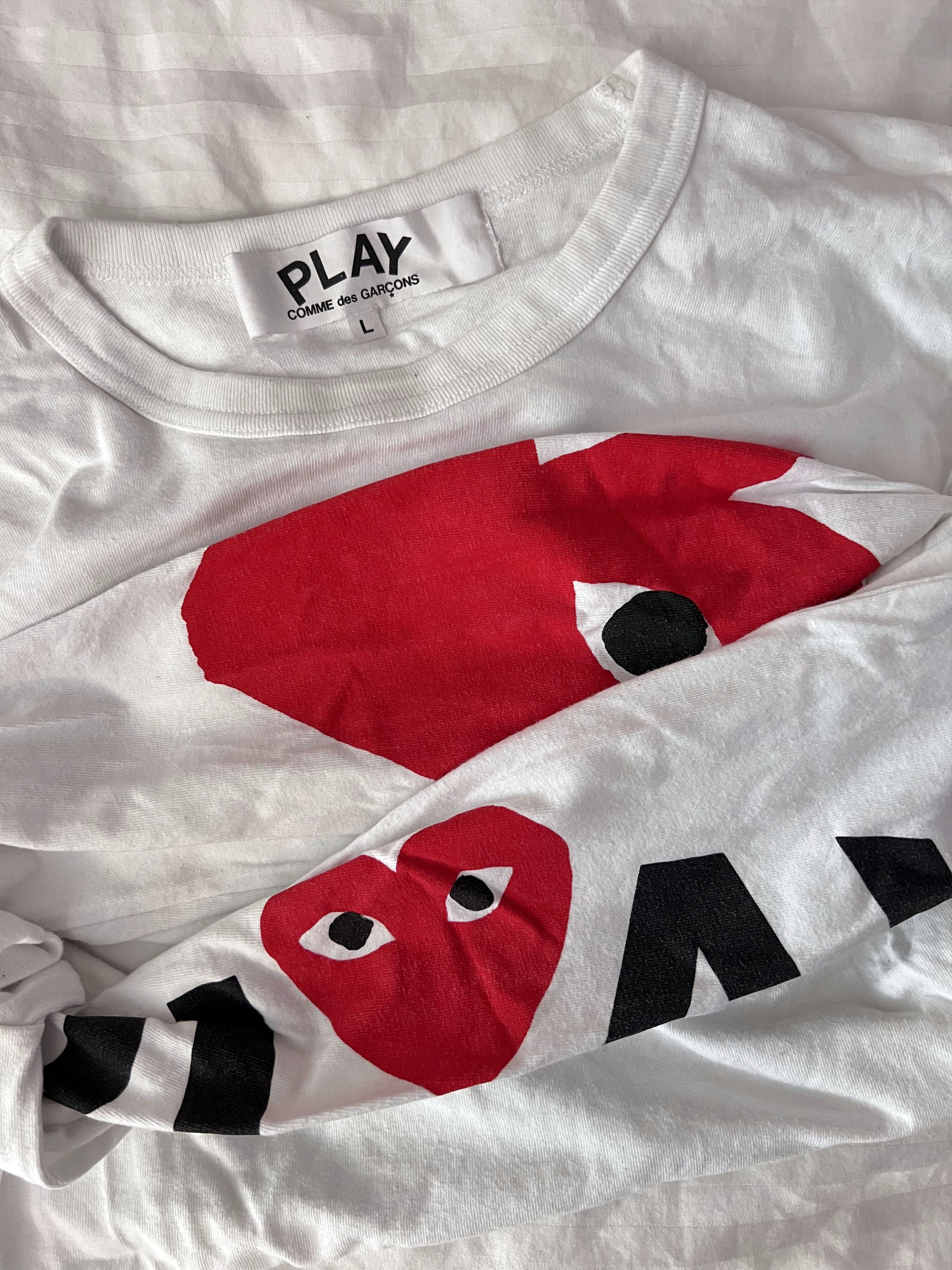 Comme des Garcons COMME des GARCON RED HEARTS White Long Sleeve Size US L / EU 52-54 / 3 - 3 Thumbnail
