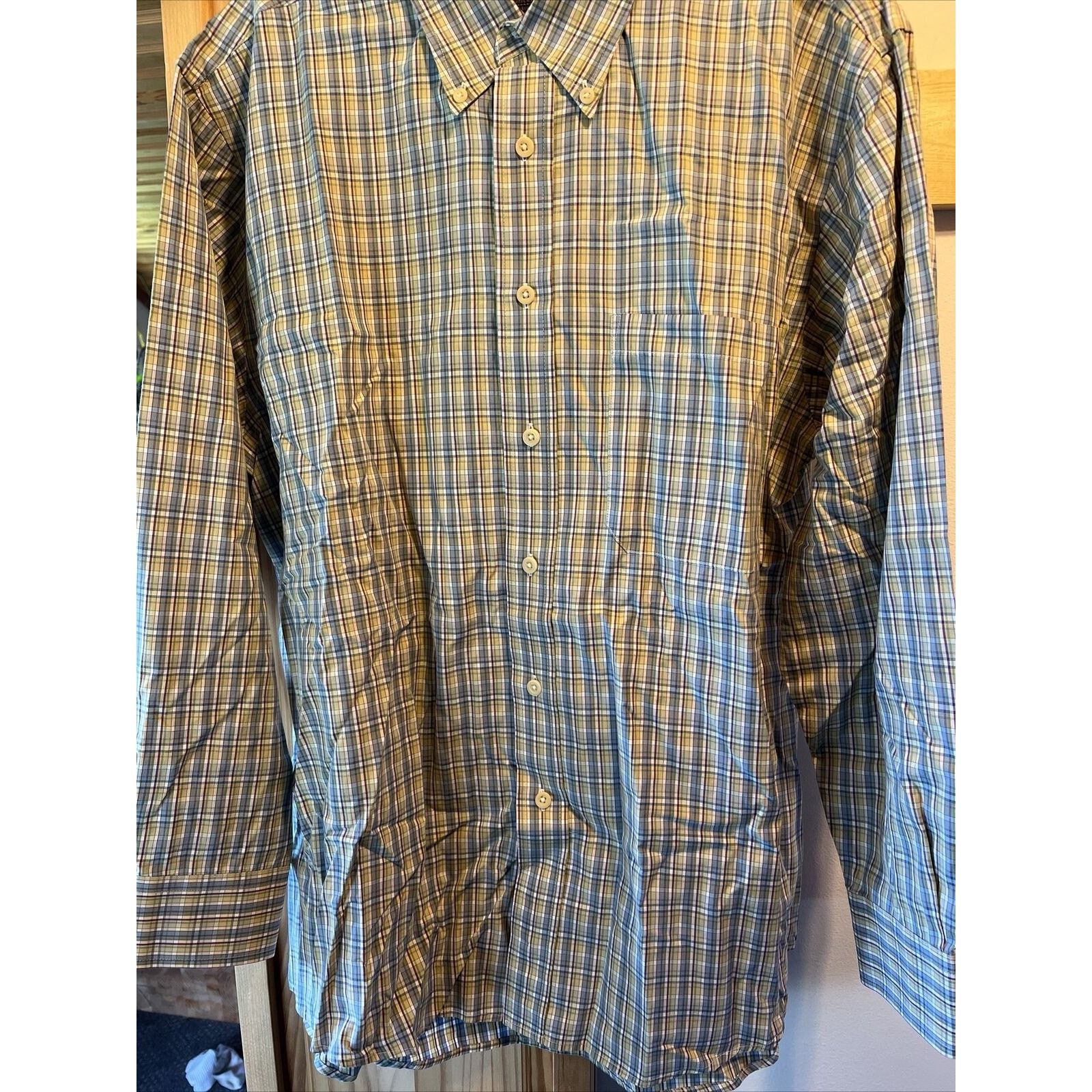 Pendleton Pendleton Men L Green Blue Check Broadway Cloth Cotton Shirt Size US L / EU 52-54 / 3 - 10 Thumbnail