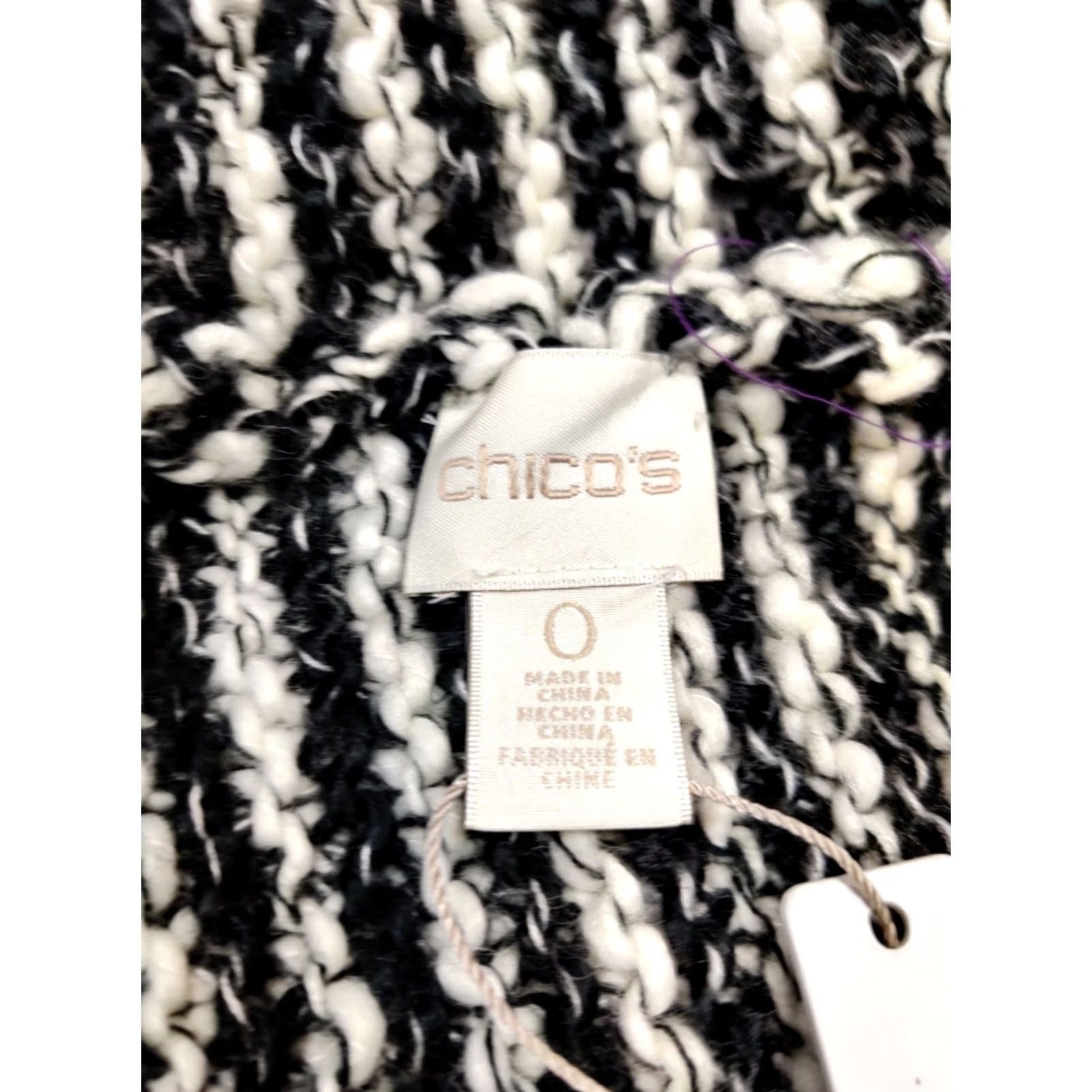 Vintage Chico's Sweater Vest Shirt Women S Black Fringe Open Front Striped Knit Wool Blend Vest Size S / US 4 / IT 40 - 6 Thumbnail