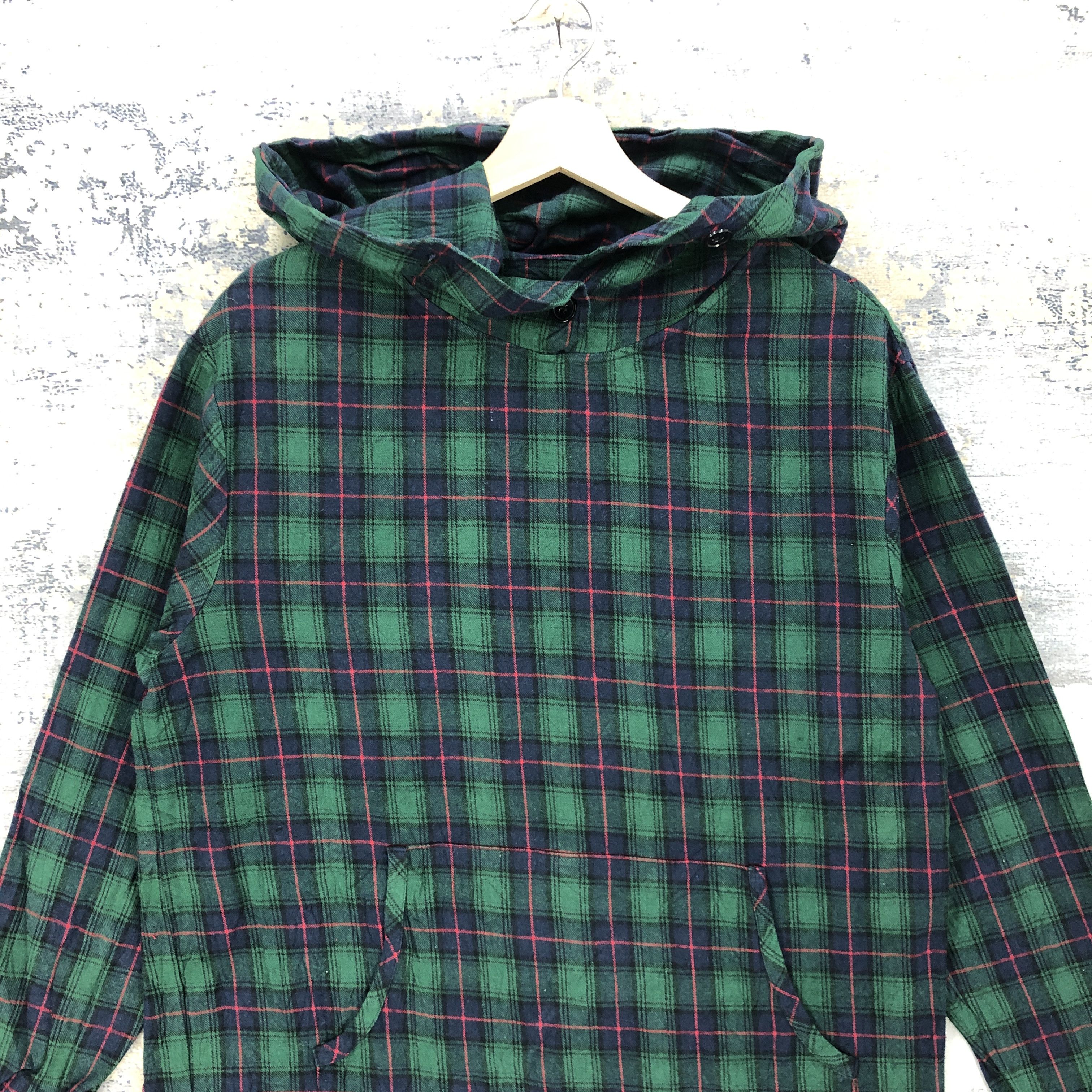 Japanese Brand × Vintage Vintage Y2K Japanese Tartan Hoodie Sweater Plaid Sweatshirt Size US L / EU 52-54 / 3 - 4 Thumbnail