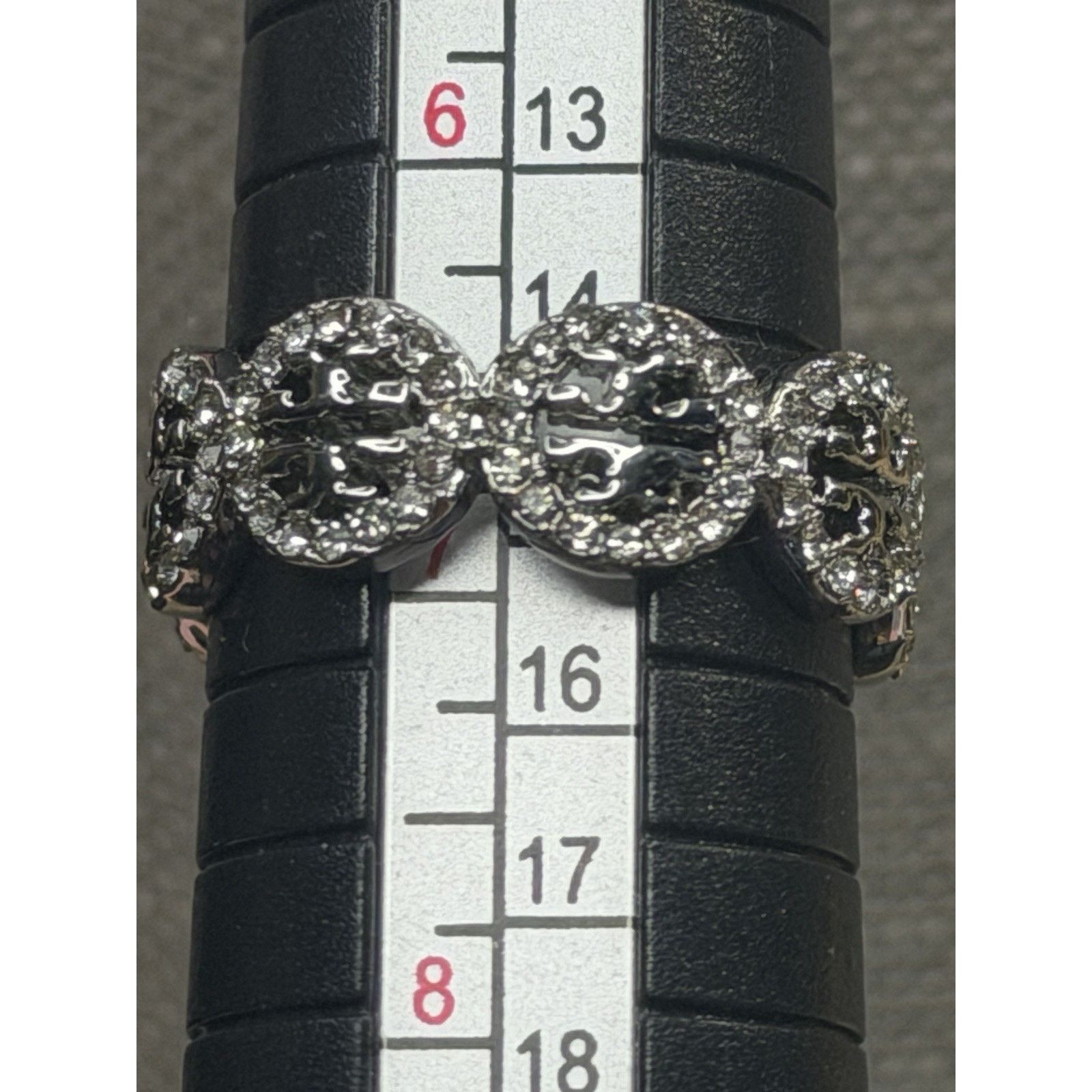 Tory Burch Tory Burch Silver Miller Pavé Ring T Logo Swarovski Size 7 Size ONE SIZE - 9 Thumbnail