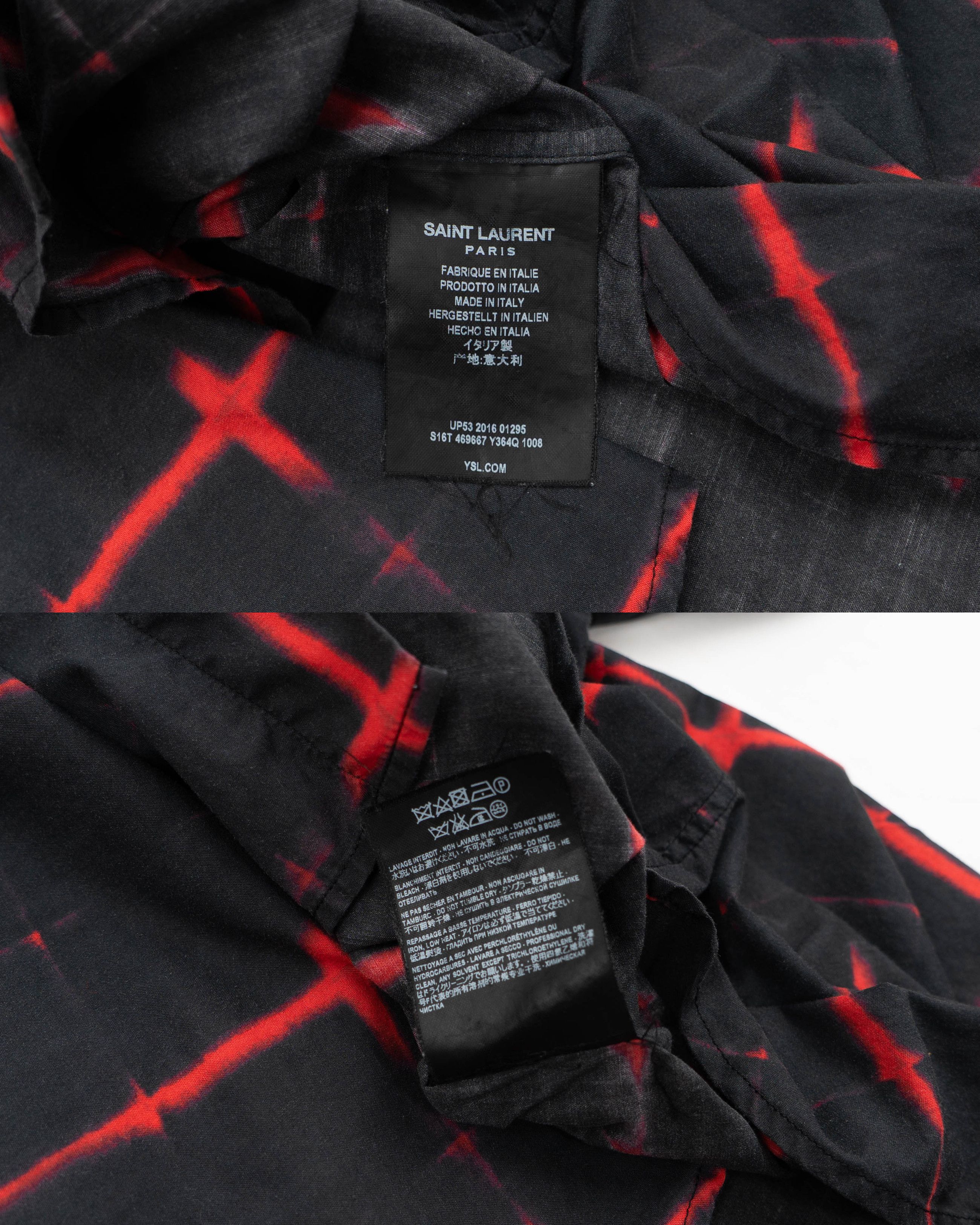 Saint Laurent Paris Red & Black Cotton Button Up Shirt Size US S / EU 44-46 / 1 - 9 Thumbnail