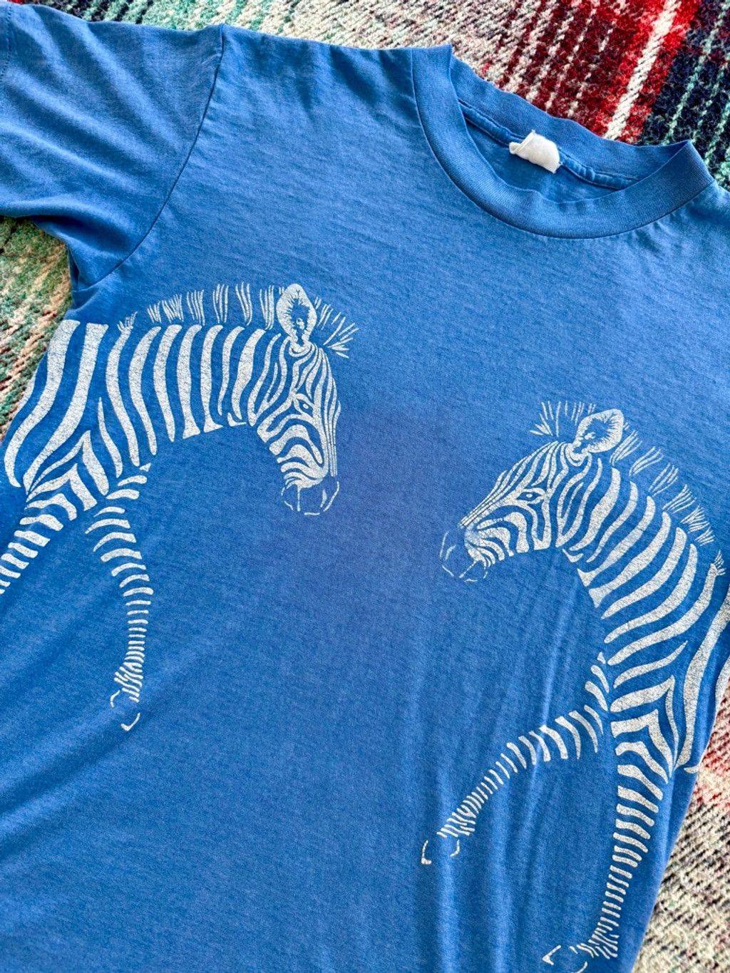 Vintage 80s Dallas Texas Zoo Blue Zebra Tee M Size US M / EU 48-50 / 2 - 2 Thumbnail