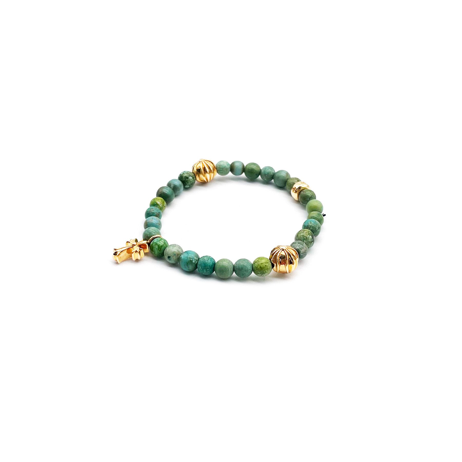 Chrome Hearts Chrome Hearts 22K Gold Cross Turquoise Beaded Bracelet Size ONE SIZE - 2 Thumbnail