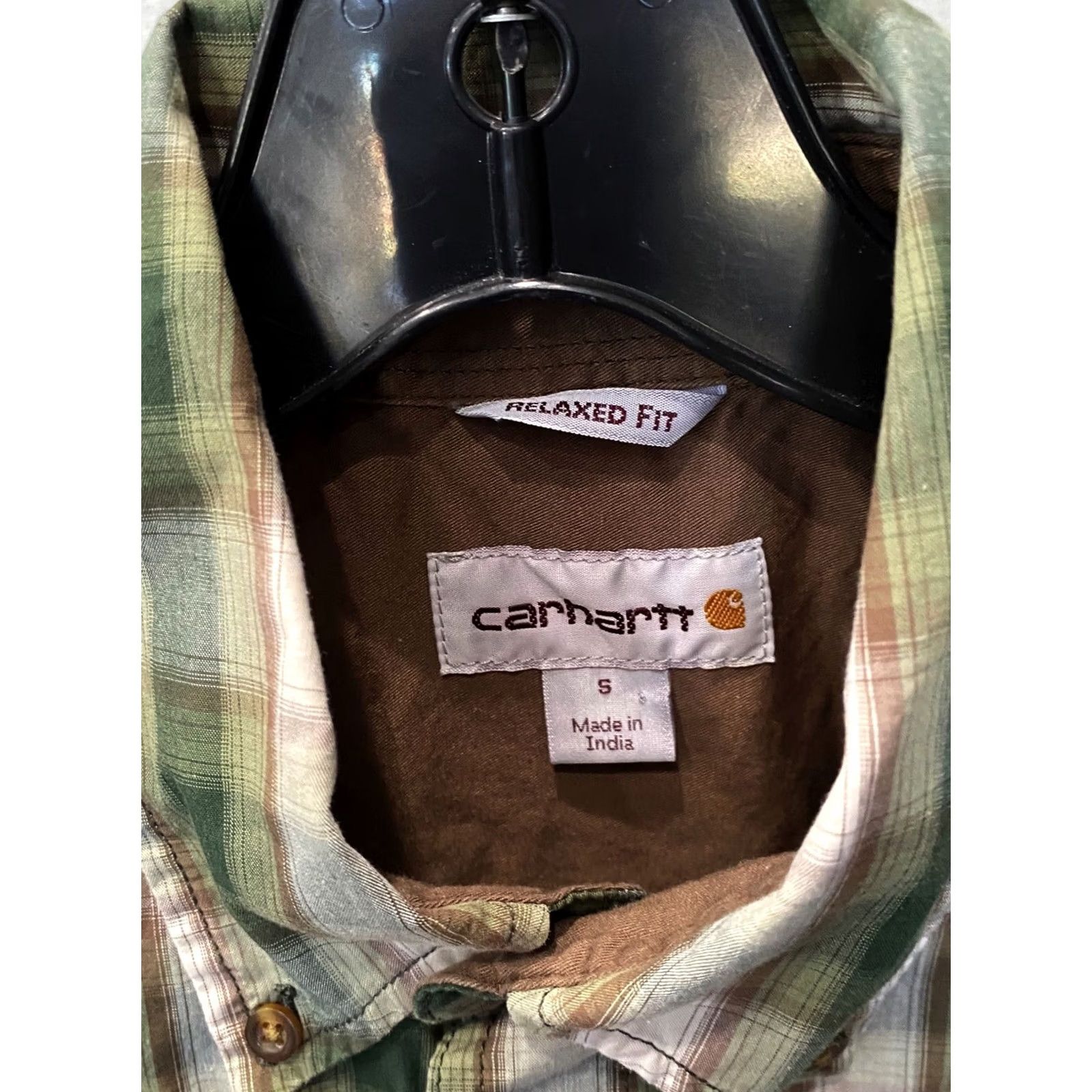 Carhartt Carhartt Button-Up CAMP SHIRT Mens S Green Brown Plaid Short Sleeve Small S Color Sharp Size US S / EU 44-46 / 1 - 6 Thumbnail