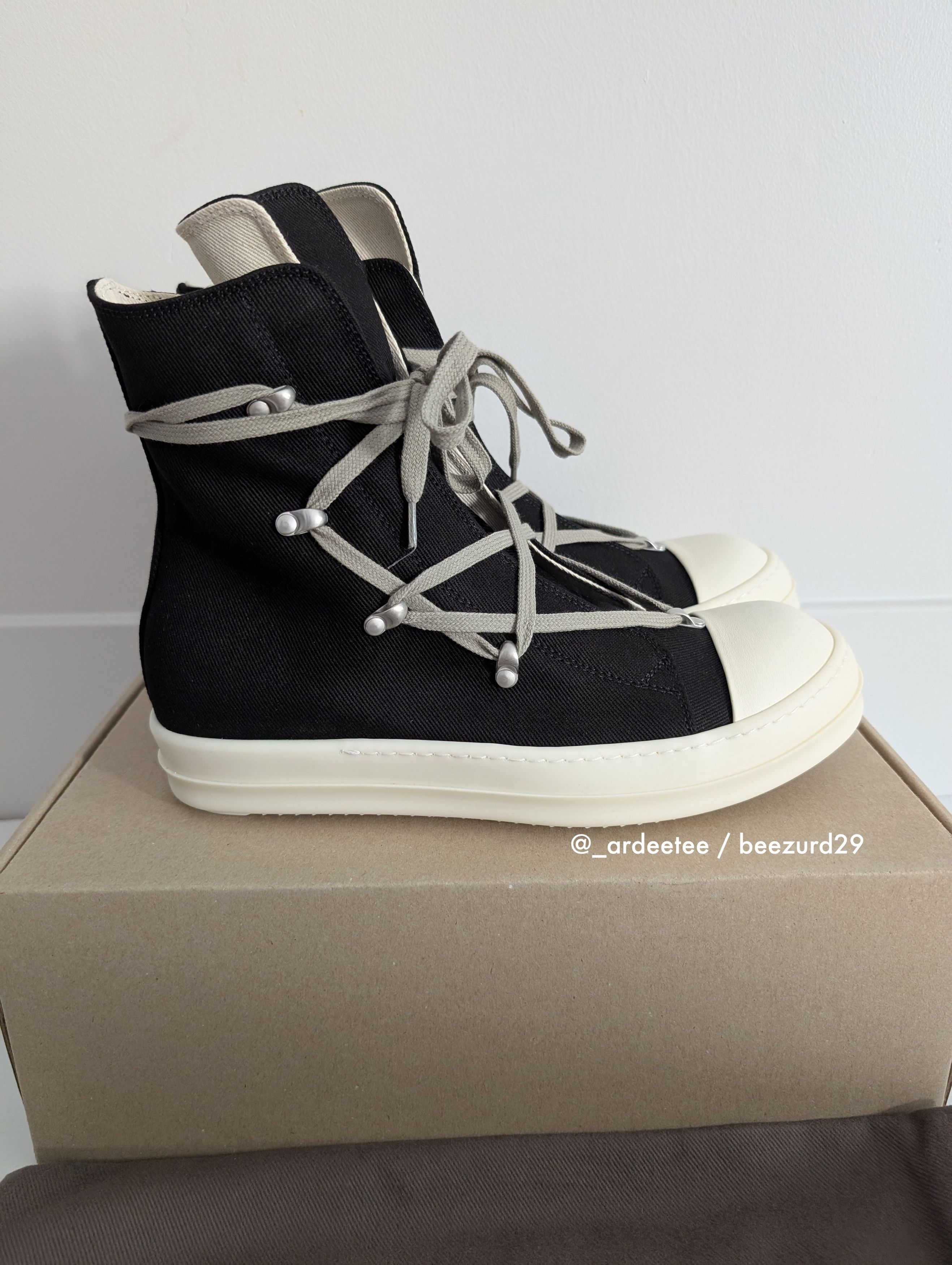 Rick Owens Drkshdw *NEW* HEXA CANVAS RAMONES HIGH FW24 Size US 9 / EU 42 - 4 Thumbnail