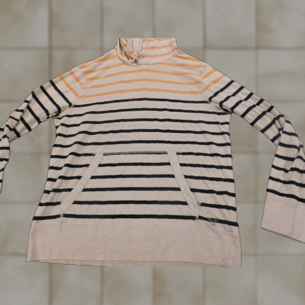 American Eagle Outfitters American Eagle Outfitters Sweater Pullover Mens M White Striped Athletic Knit Quilted Cable-Knit Long Sleeve Round Neck Fall Winter Casual City Size US M / EU 48-50 / 2 - 1 Thumbnail