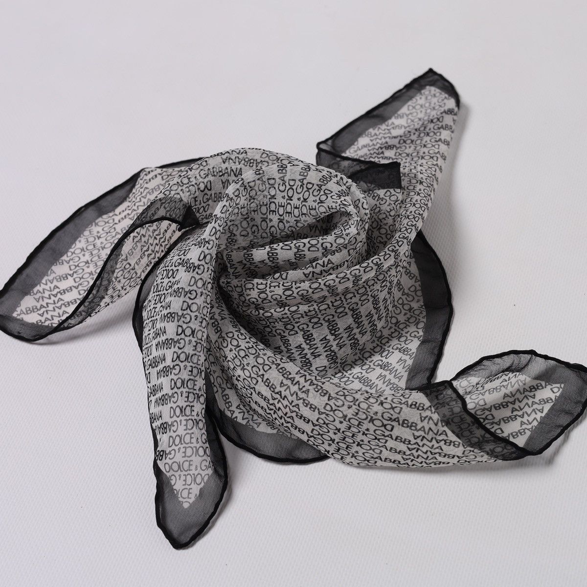 Dolce & Gabbana Dolce Gabbana Silk Small Scarf Bag Hair Grey Monogram Logo Size ONE SIZE - 3 Thumbnail