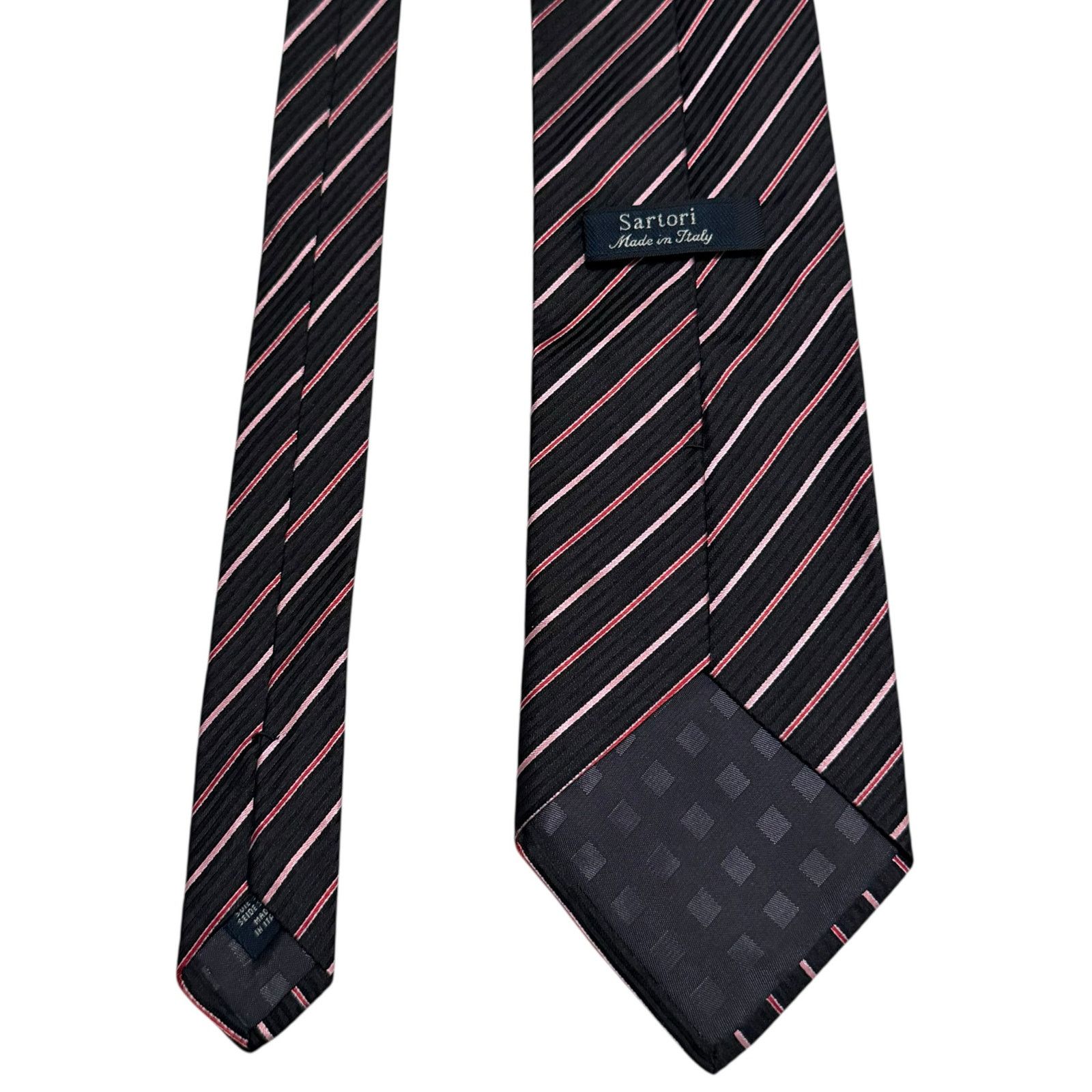Other Sartori Silk Tie Necktie Diagonal Stripes Italy Black Red Size ONE SIZE - 4 Thumbnail