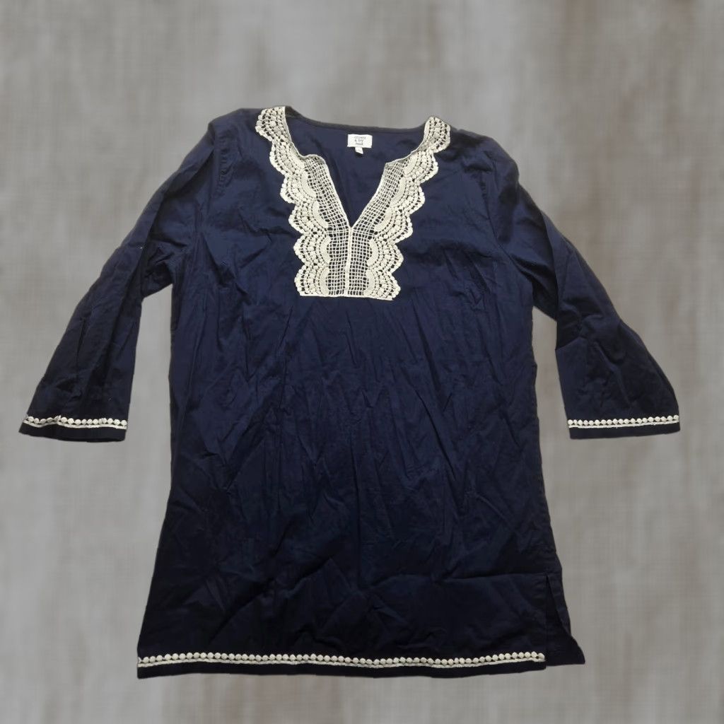 Vintage Crown & Ivy Blue Blouse V-Neck Ruffle 3/4 Sleeve Adult Women's Size L Large Size L / US 10 / IT 46 - 1 Thumbnail