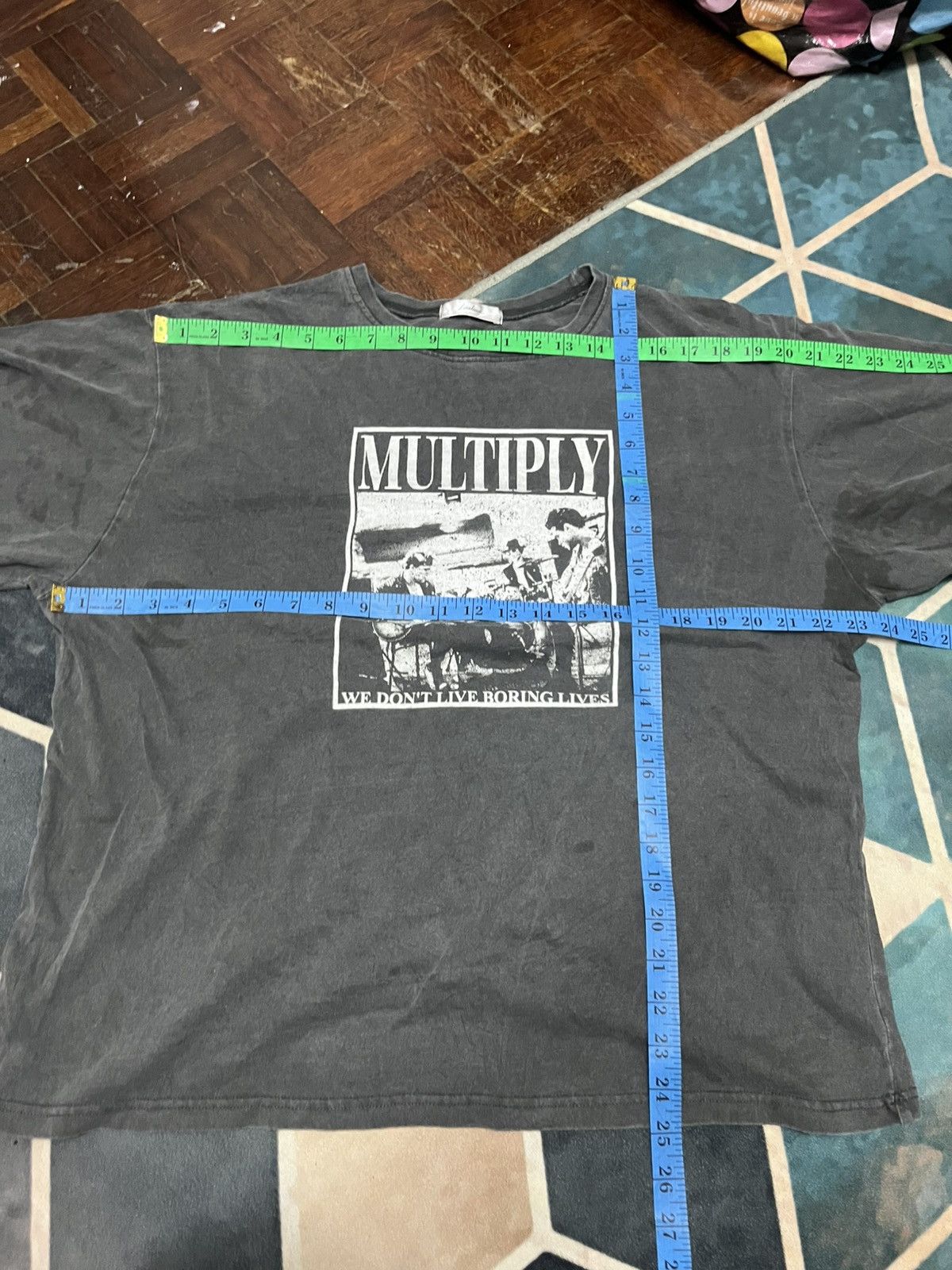 Japanese Brand 💥Linoluce Japanese Brand Multiply band t shirts faded black Size US XL / EU 56 / 4 - 10 Thumbnail