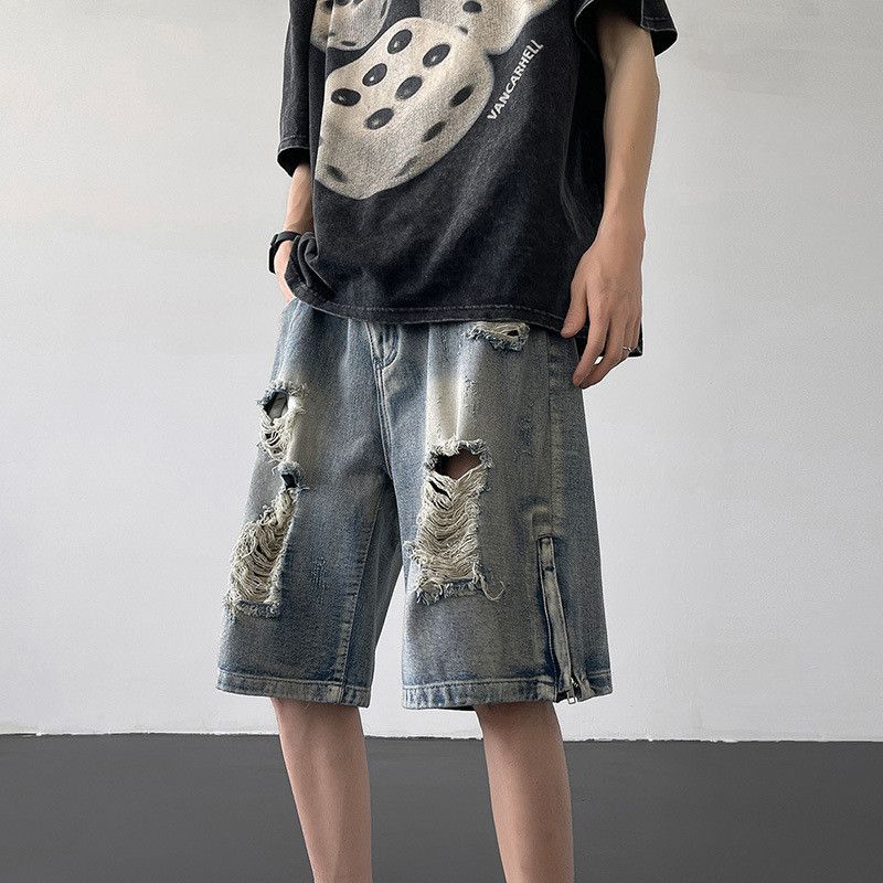 Japanese Brand Men's washed distressed denim shorts Size US 32 / EU 48 - 3 Thumbnail