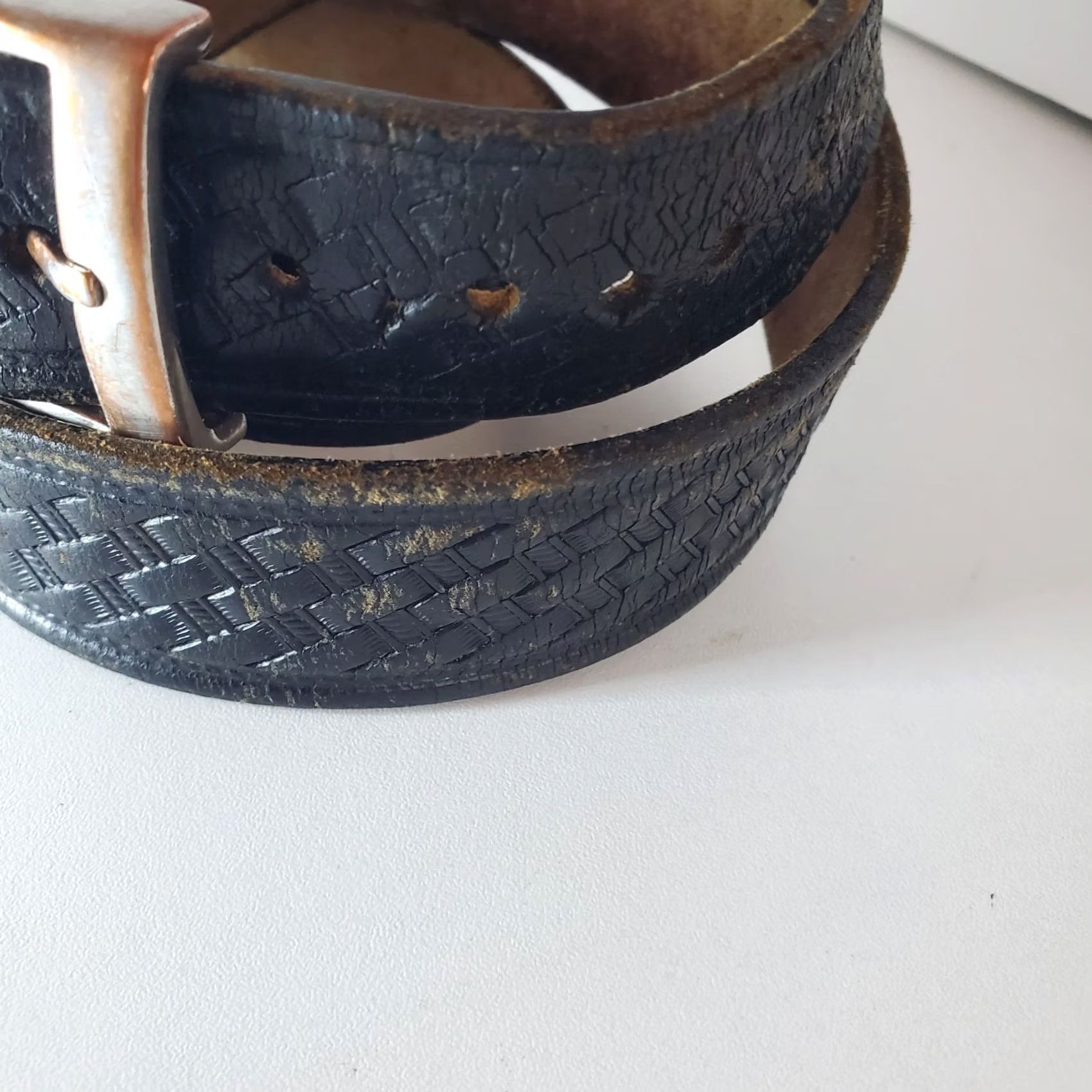 Nike VINTAGE Nike Belt Mens L Black Classic Men Leather Braided Brown Size ONE SIZE - 4 Thumbnail