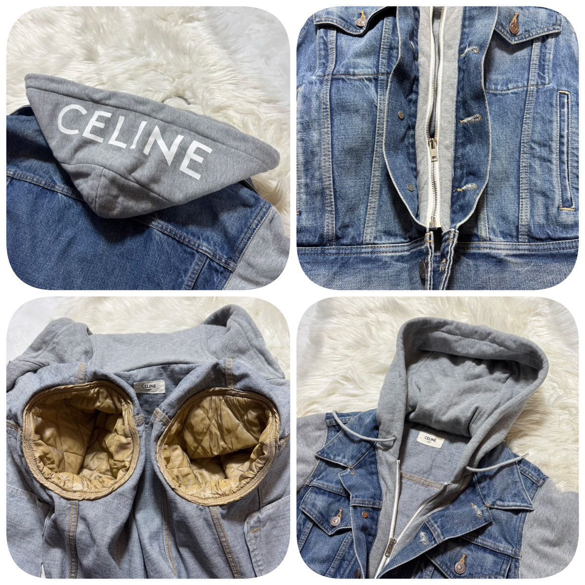 Celine Celine Union Wash Hooded Sweat Docking Trucker Denim Jacket Size XS / US 0-2 / IT 36-38 - 14 Thumbnail