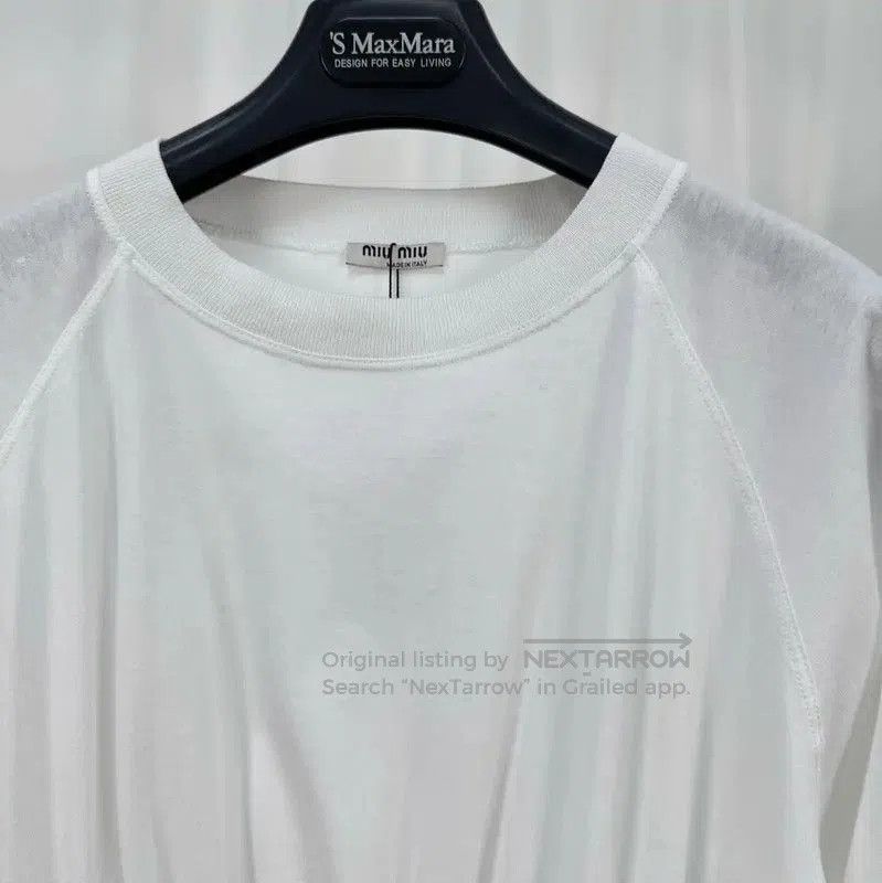 Miu Miu Miu Miu Summer White Cropped Long Sleeve T-shirt . Size S / US 4 / IT 40 - 3 Thumbnail