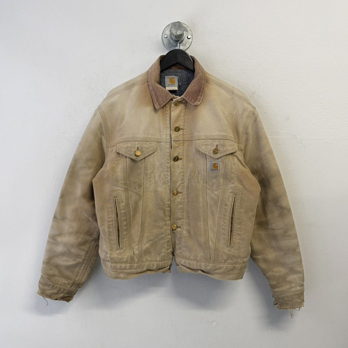 Carhartt Vintage Distressed Thrashed J09 BRN Holes Paint Jacket Size US L / EU 52-54 / 3 - 1 Thumbnail
