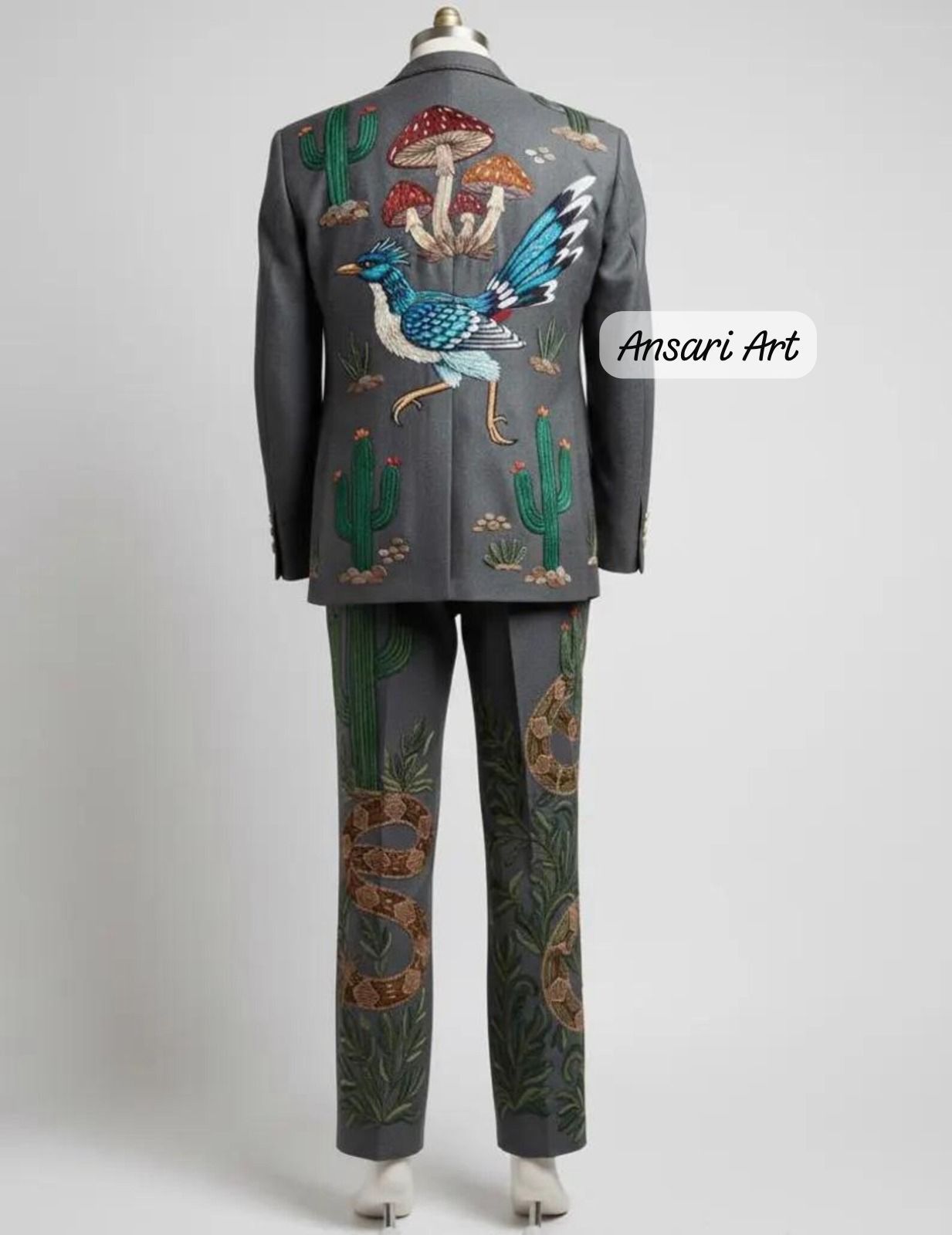 Other Men 2PC Customized snake Embroidery Western partywear outfit Size 42L - 3 Thumbnail