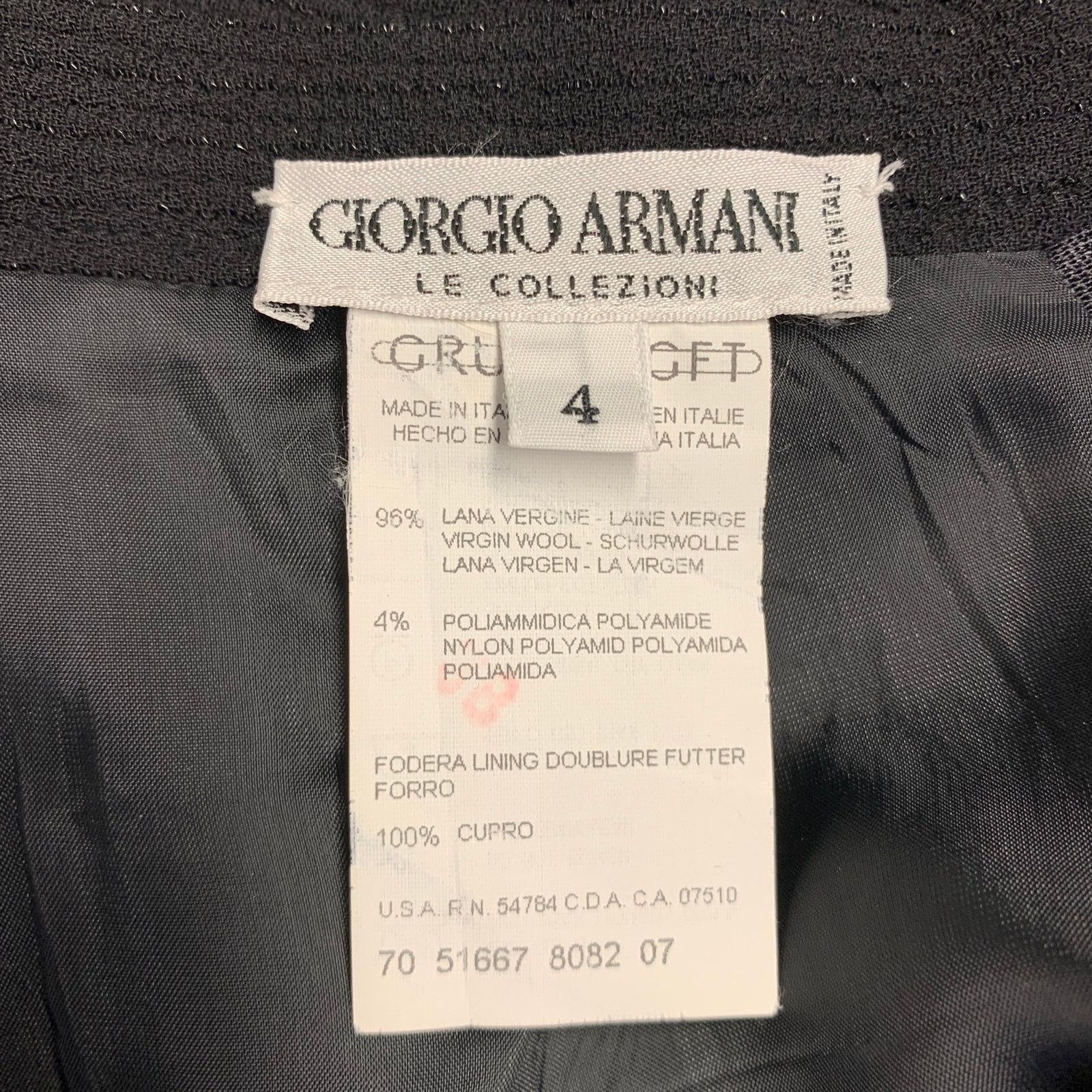 Giorgio Armani Size 4 Black Wool Polyamide Shiny Pencil Skirt Size 27" / US 4 / IT 40 - 4 Thumbnail
