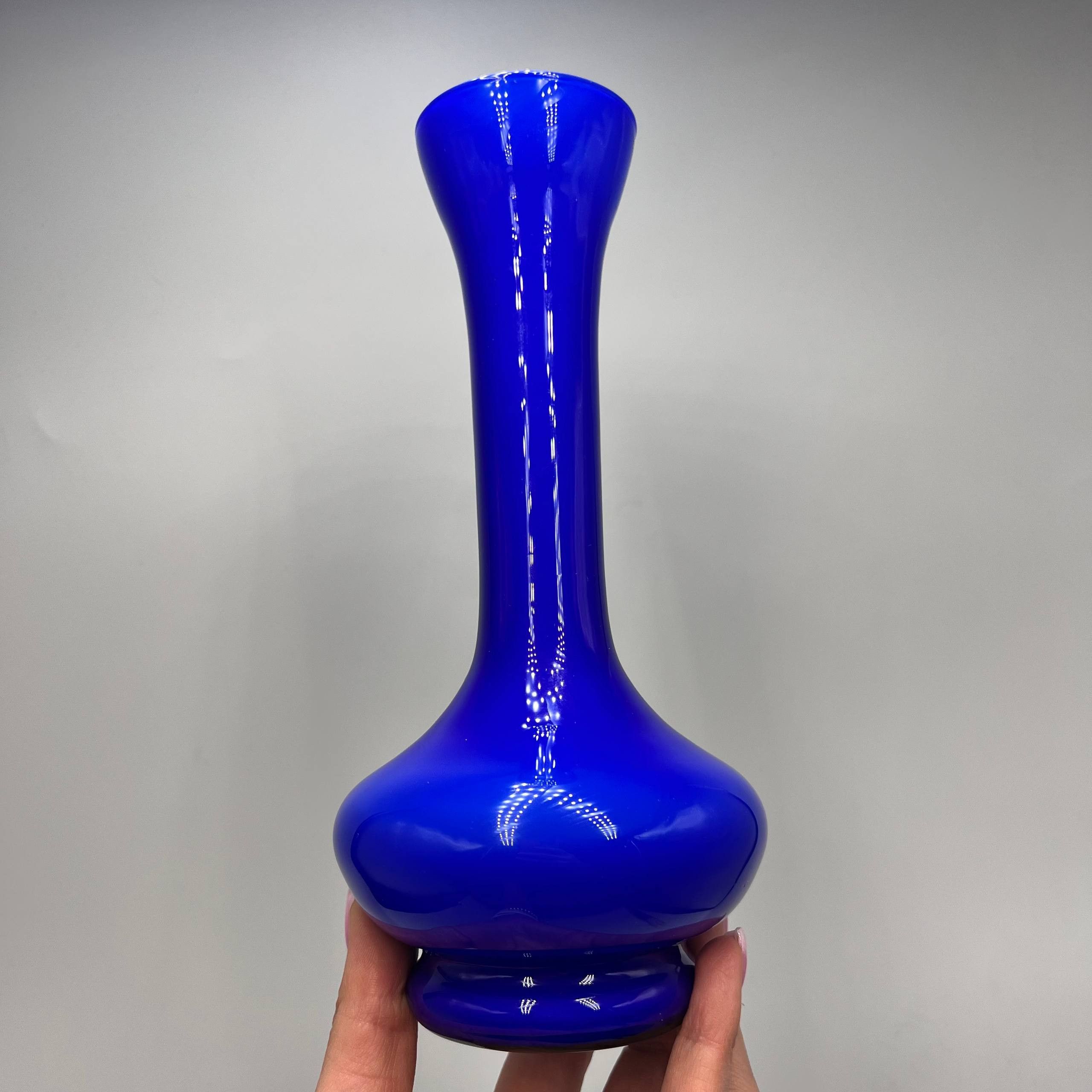 Vintage Vintage Cobalt Blue Glass Vase 21 cm – Ukrainian Art Glass Size ONE SIZE - 10 Thumbnail
