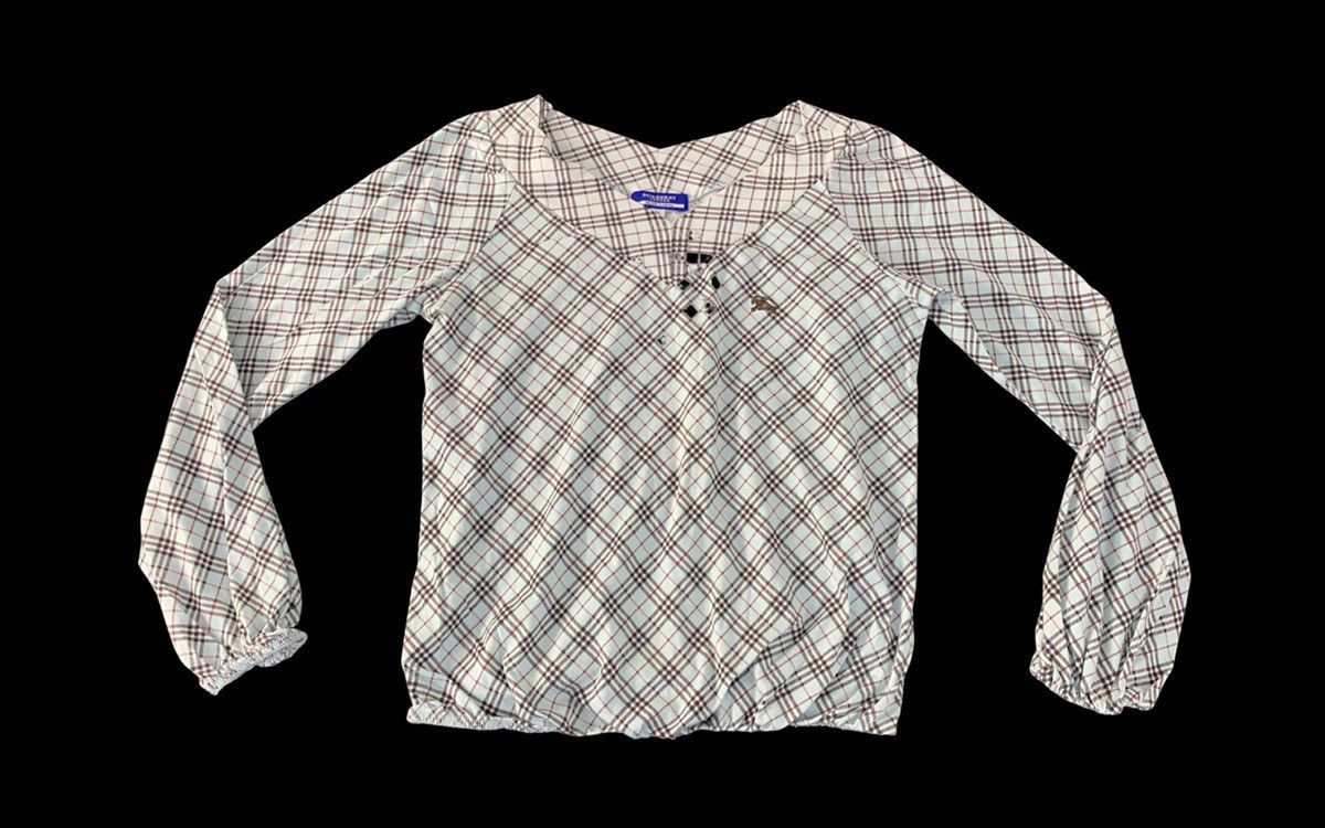 Burberry London Blue Label Nova Check Monogram Longsleeve Te