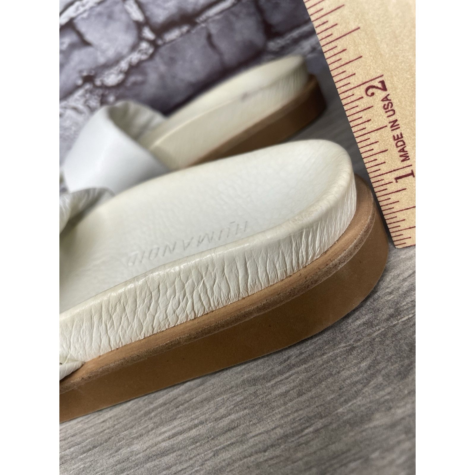 Other Humanoid White Leather Platform Strap Slides Wedge Sandals W Size US 8.5 / IT 38.5 - 10 Thumbnail