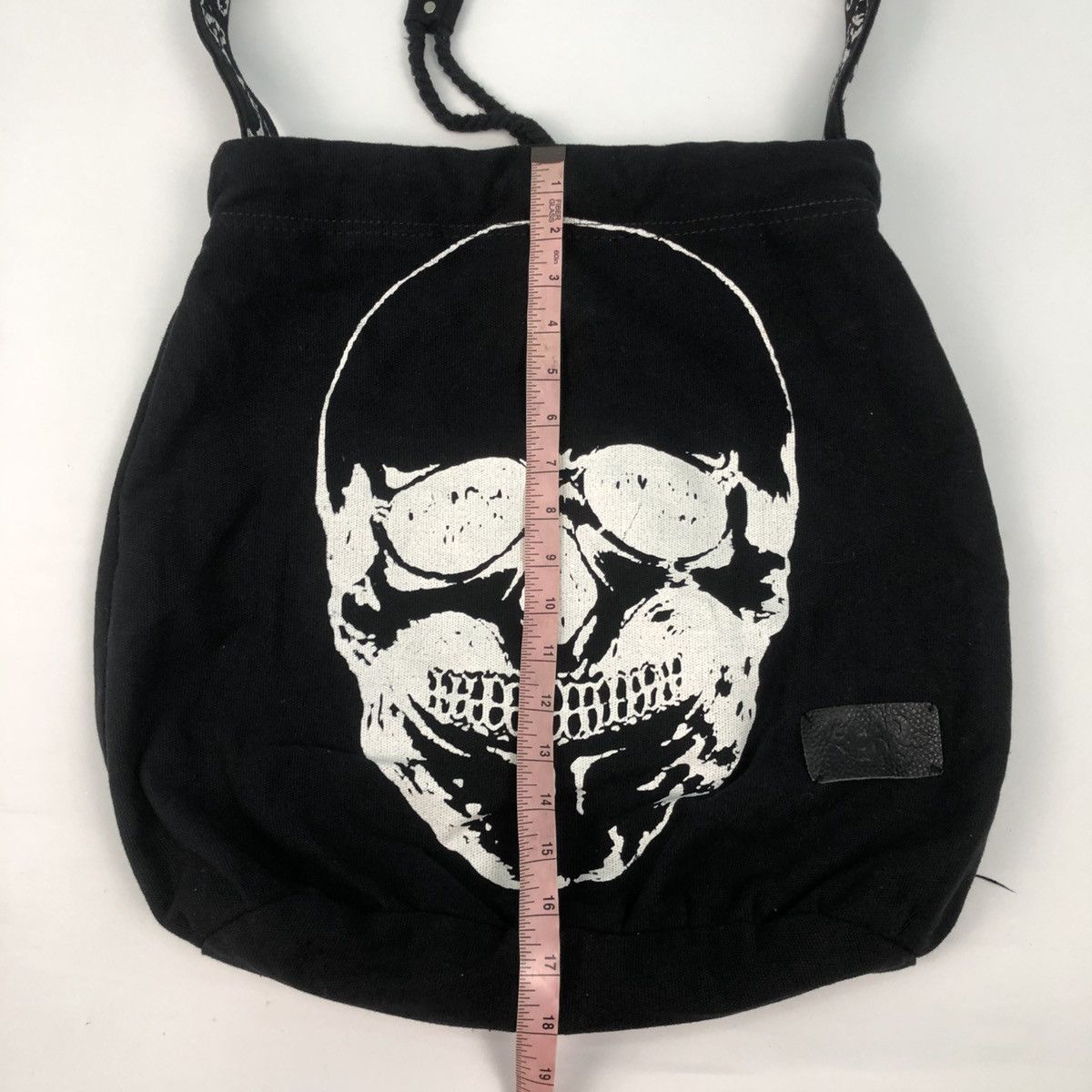 Japanese Brand GLAD NEWS SKULL PRINTED CROSSBODY CANVAS TOTE BAG Size ONE SIZE - 10 Thumbnail