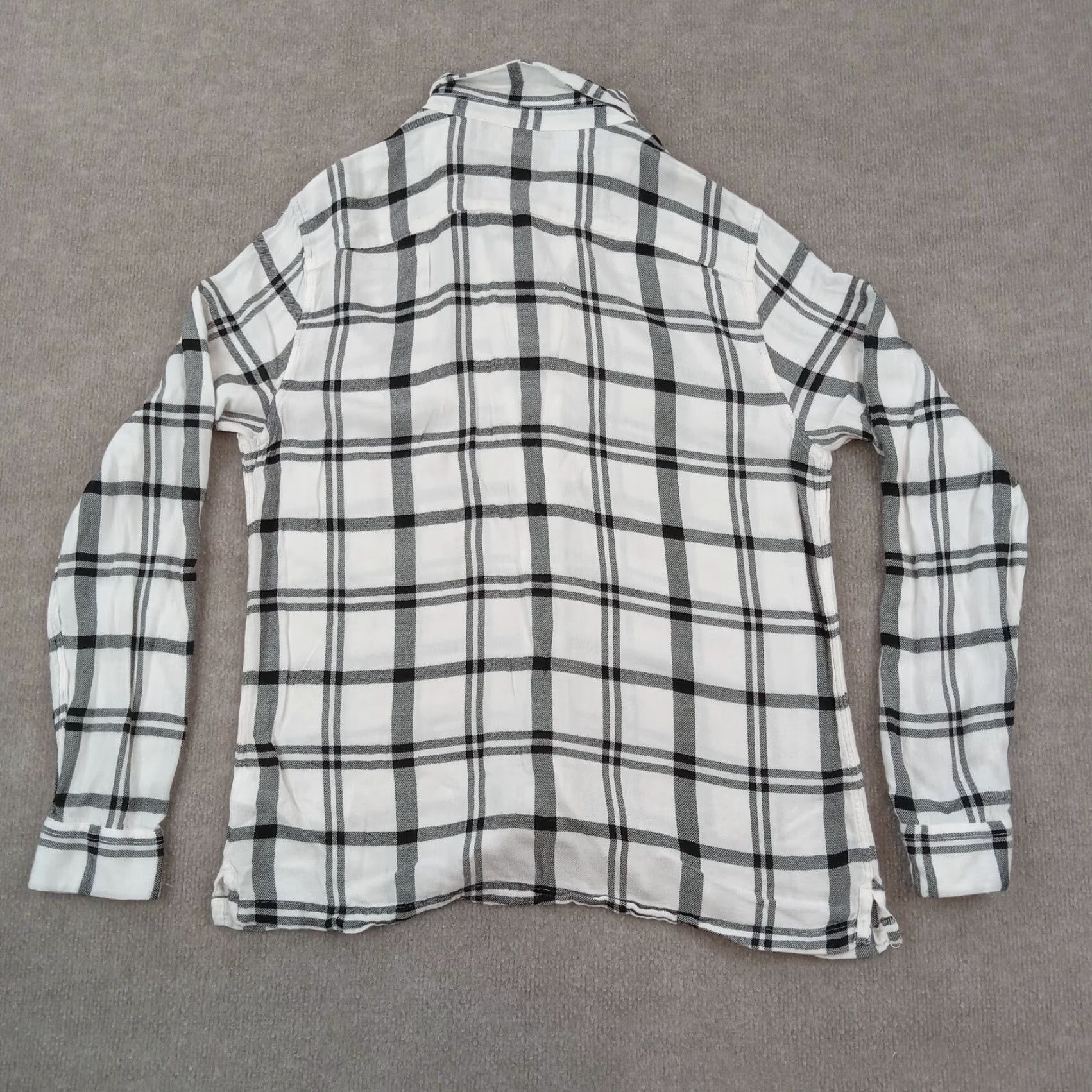 Allsaints AllSaints Women's White Black Plaid Long Sleeve Button Up Shirt Large Size L / US 10 / IT 46 - 7 Thumbnail
